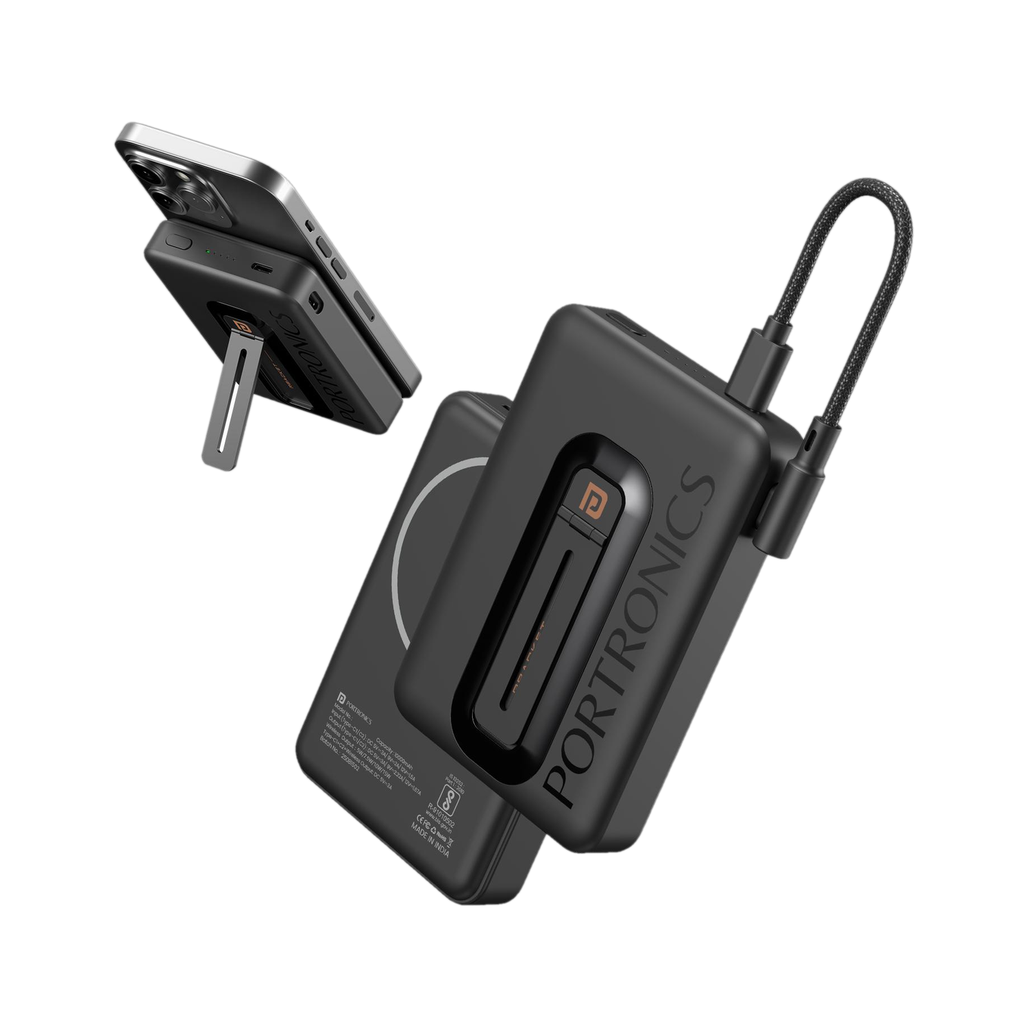 Image of Portronics 10000 mAh 20 W Wired & Wireless With MagSafe Compact Pocket Size Power Bank