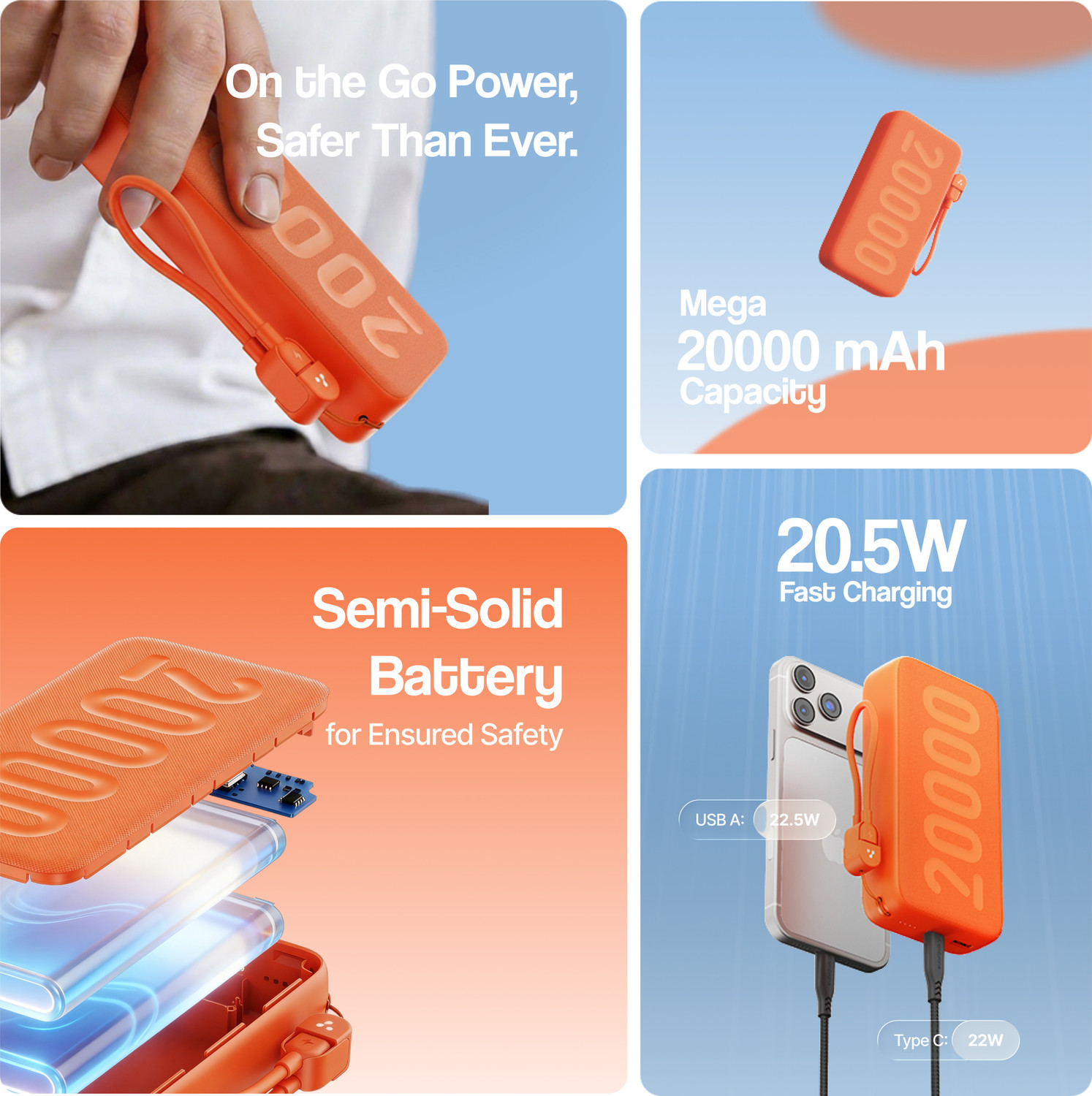 Image of Ambrane 20000 mAh 22.5 W Compact Pocket Size Power Bank