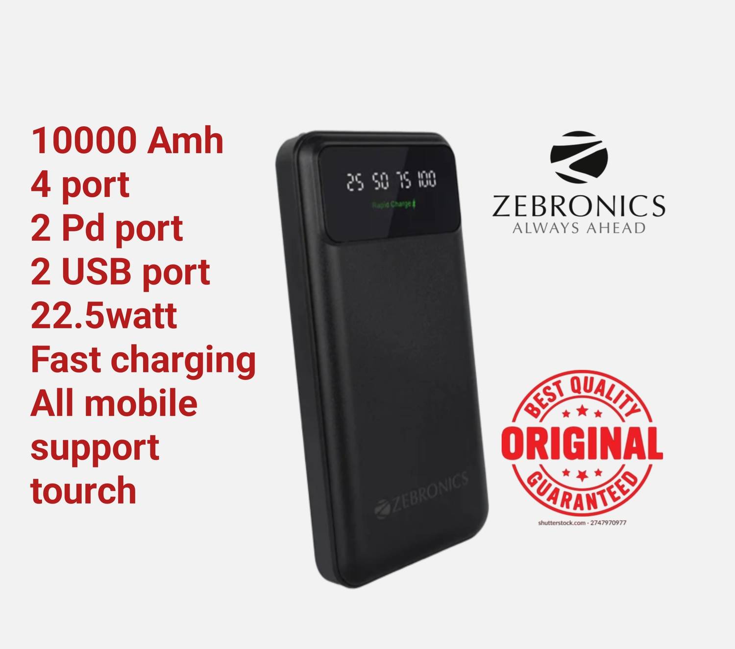 ZEBRONICS 10000 mAh 22.5W Power Bank - Image 5