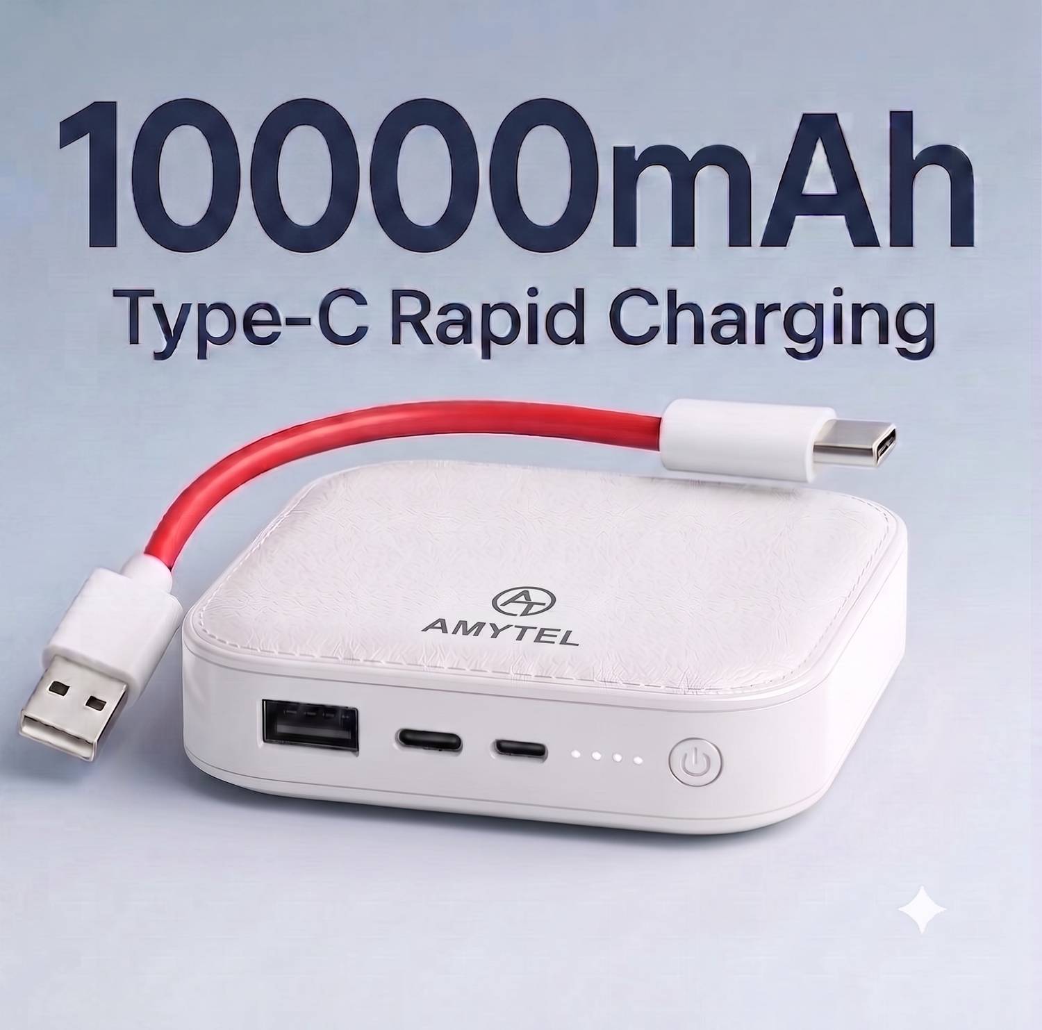 AMYTEL 10000 mAh 8W Mini Power Bank White - Image 1