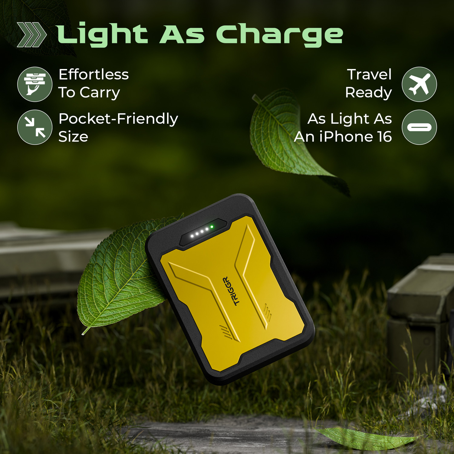 Image of TRIGGR 10000 mAh 22.5 W Ultra Compact Pocket Size Power Bank (Sunshine Black, Lithium Polymer, Quick Charge 3.0, Power Delivery 3.0 for Mobile, Tablet, Earbuds)