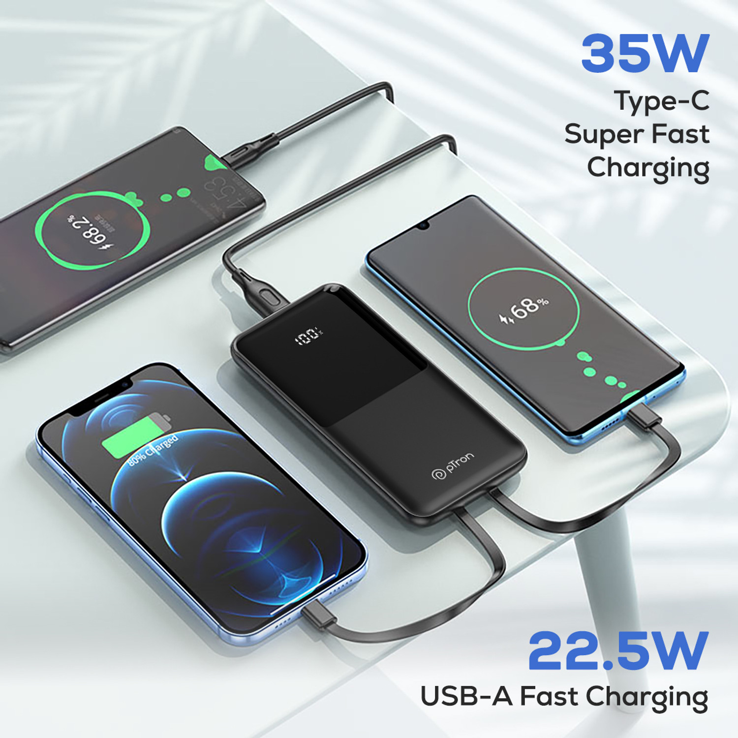 Image of PTron 20000 mAh 35 W Compact Pocket Size Power Bank