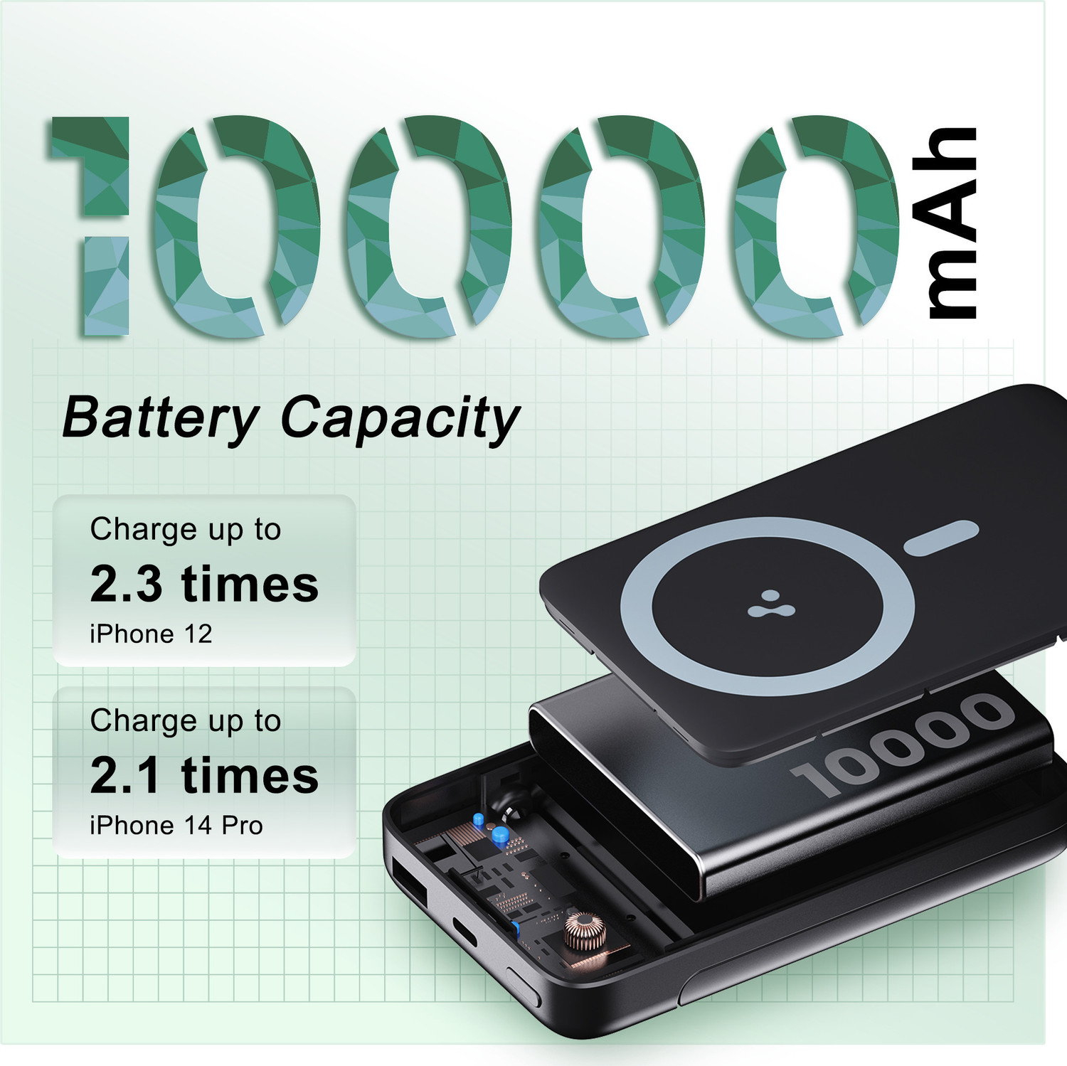 Image of Ambrane 10000 mAh 22.5 W Wired & Wireless With MagSafe Compact Pocket Size Power Bank
