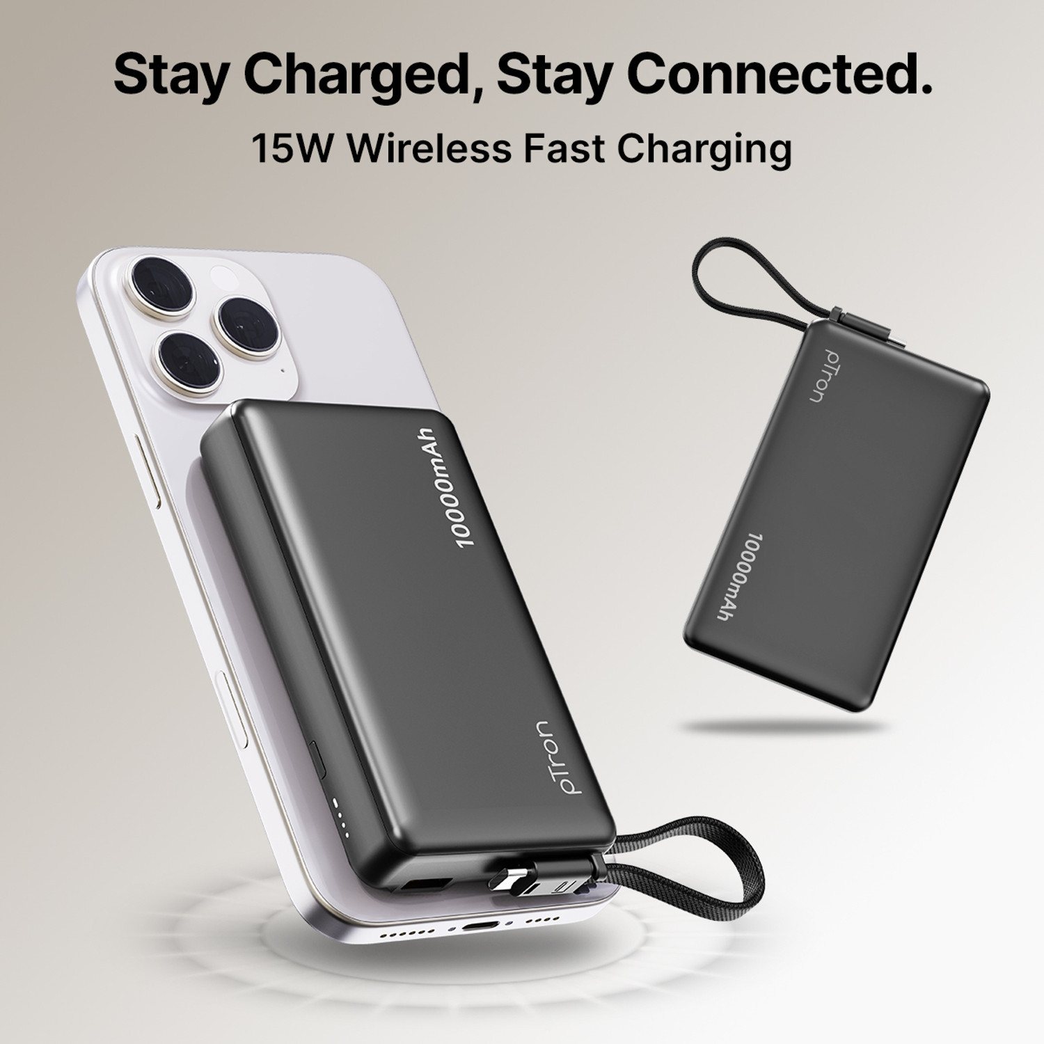 Image of PTron 10000 mAh 22.5 W Wireless With MagSafe Compact Pocket Size Power Bank