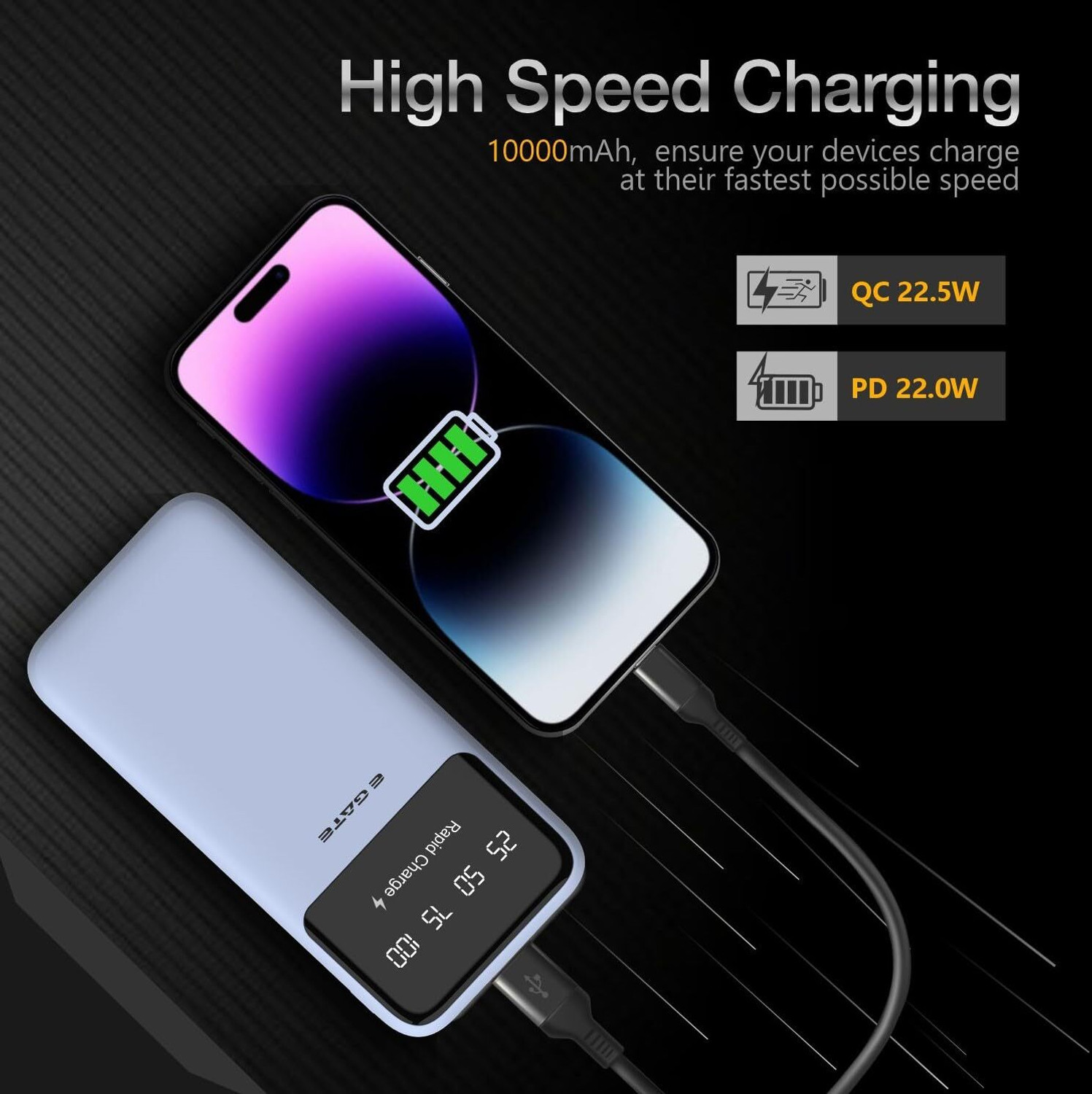 Image of Egate 10000 mAh 22.5 W Compact Pocket Size Power Bank