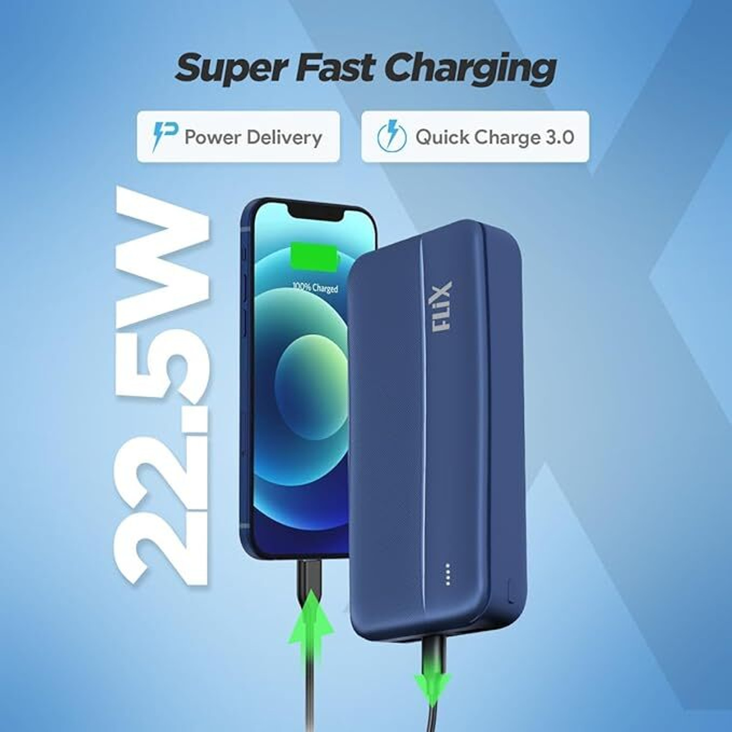 Image of flix 20000 mAh 2 W Compact Pocket Size Power Bank