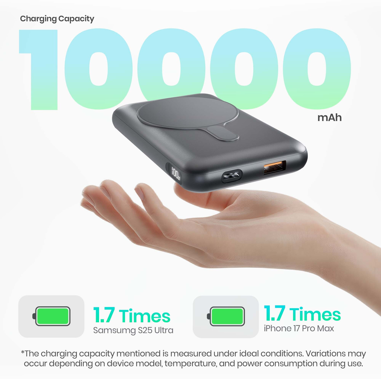 Image of LAPCARE 10000 mAh Wired & Wireless With MagSafe Ultra Compact Pocket Size Power Bank