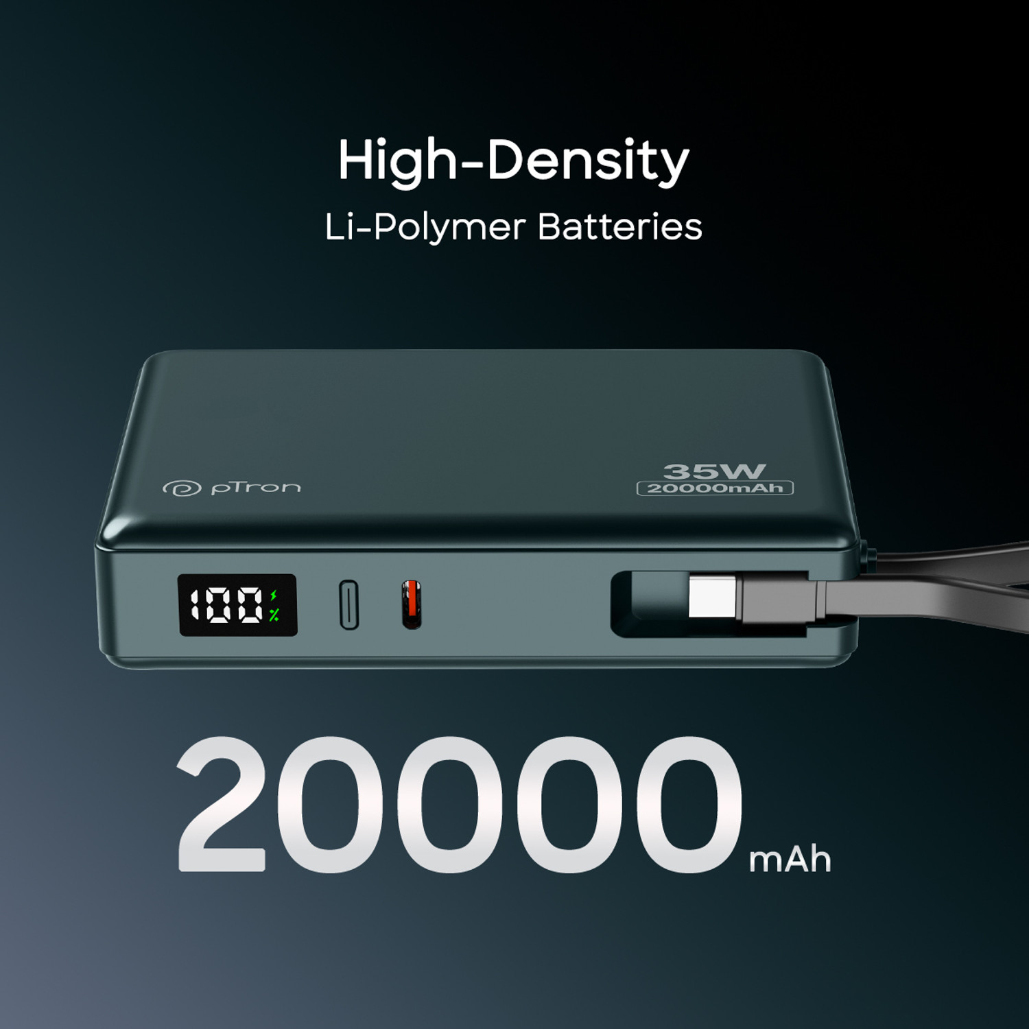 Image of PTron 20000 mAh 35 W Compact Pocket Size Power Bank