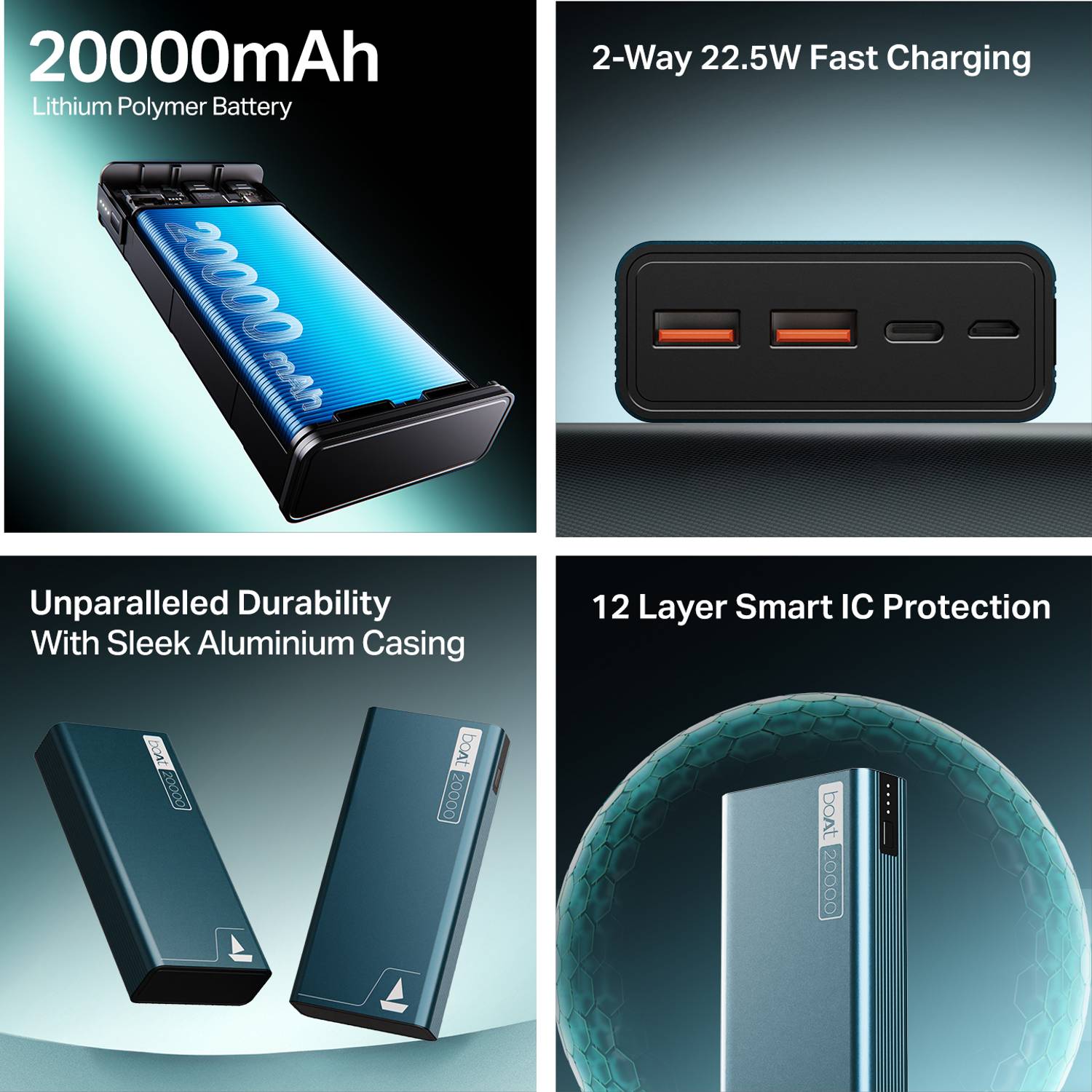 boAt 20000 mAh 22.5W Power Bank Blue - Image 2