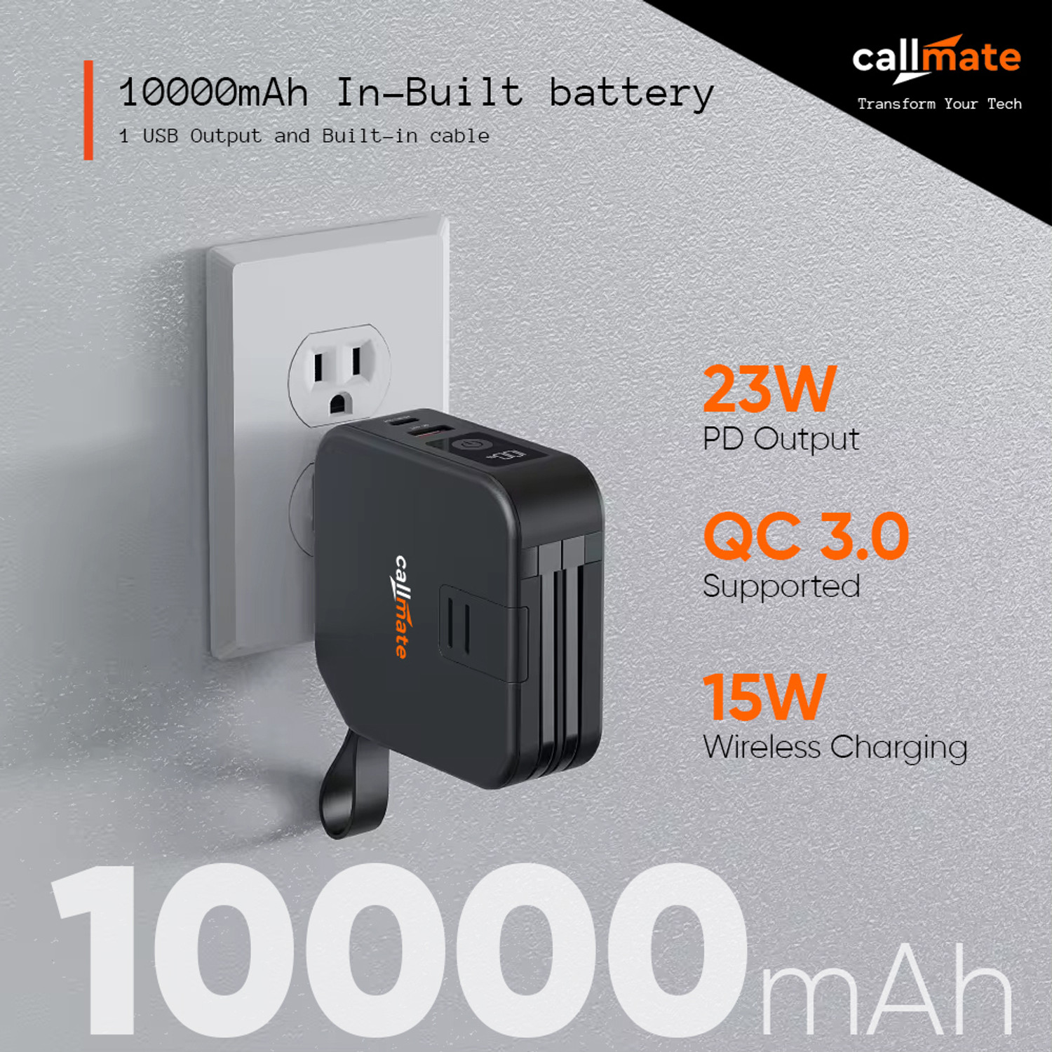 Image of Callmate 10000 mAh 23 W Wireless Compact Power Bank