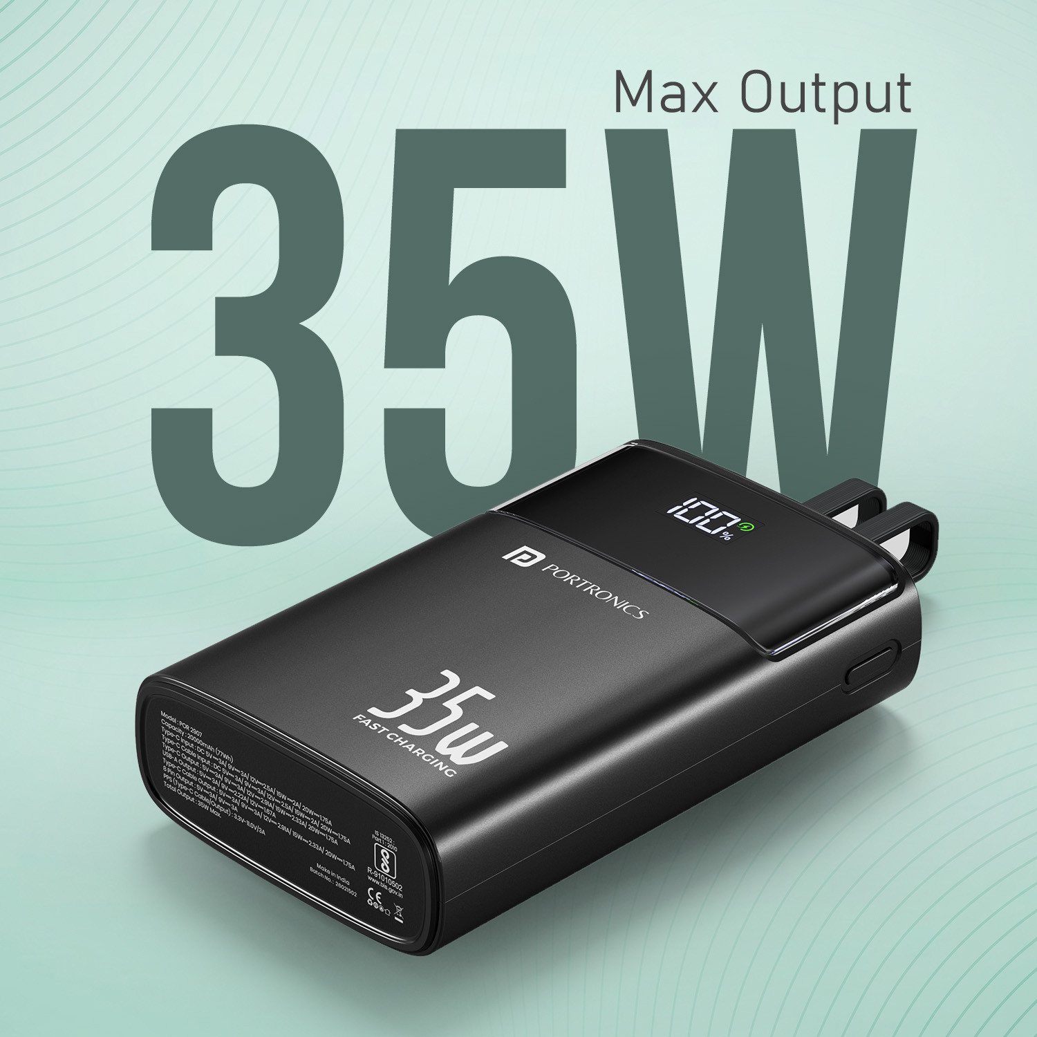 Image of Portronics 20000 mAh 35 W Compact Pocket Size Power Bank