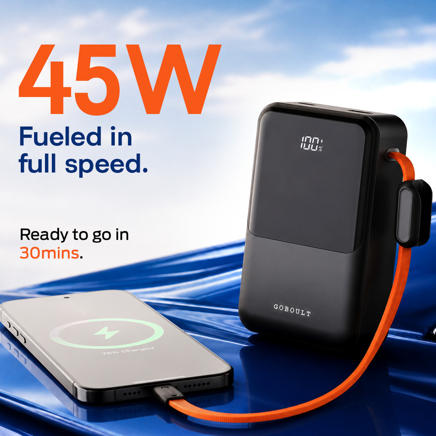 Image of GOBOULT Ampvault V20 Pro 20000 mAh 45 W Compact Power Bank (Jet Black, Fast Charging, Mobile, Smartwatch) 20000 mAh 45 W Power Bank