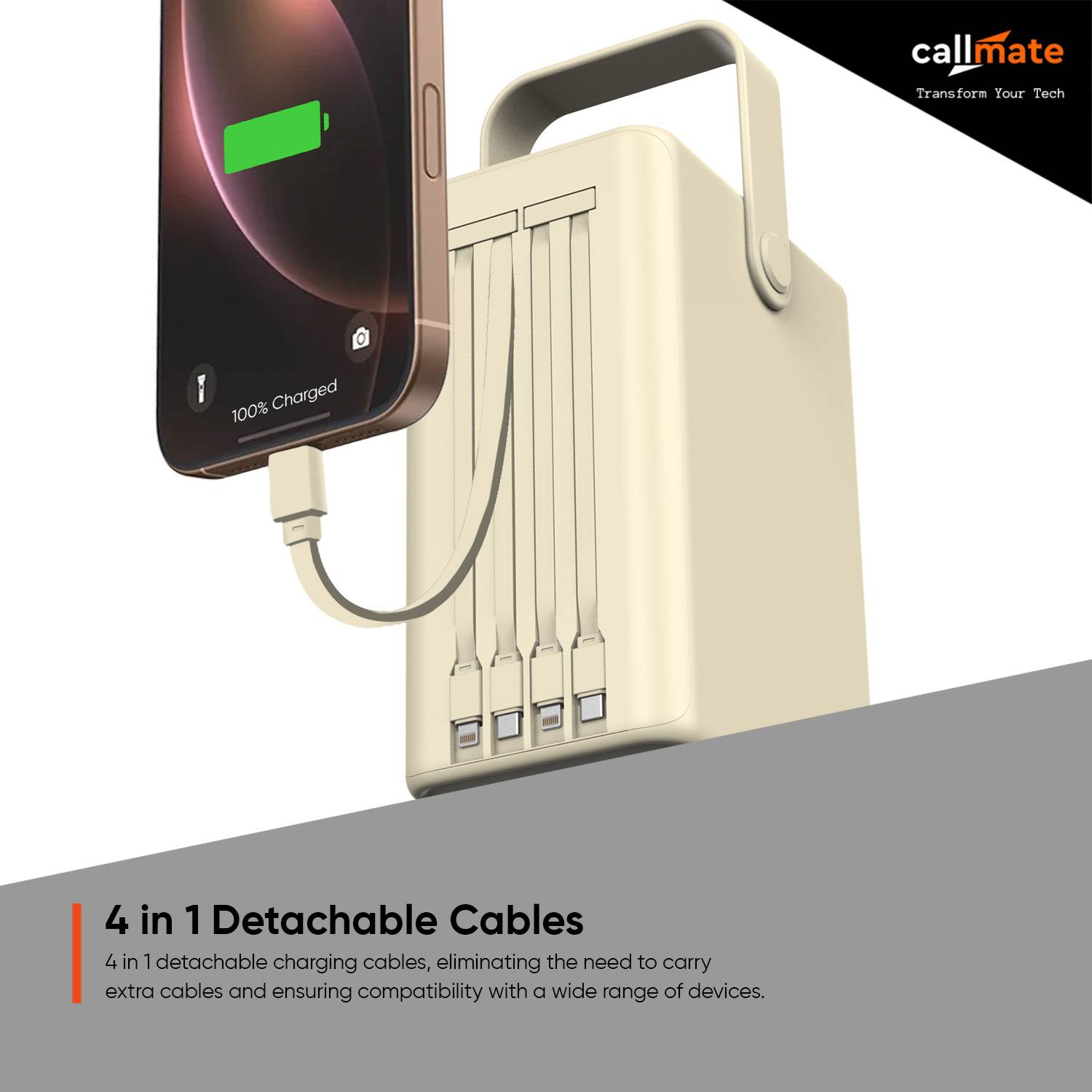 Callmate 80000 mAh 23W Power Bank Beige - Image 3