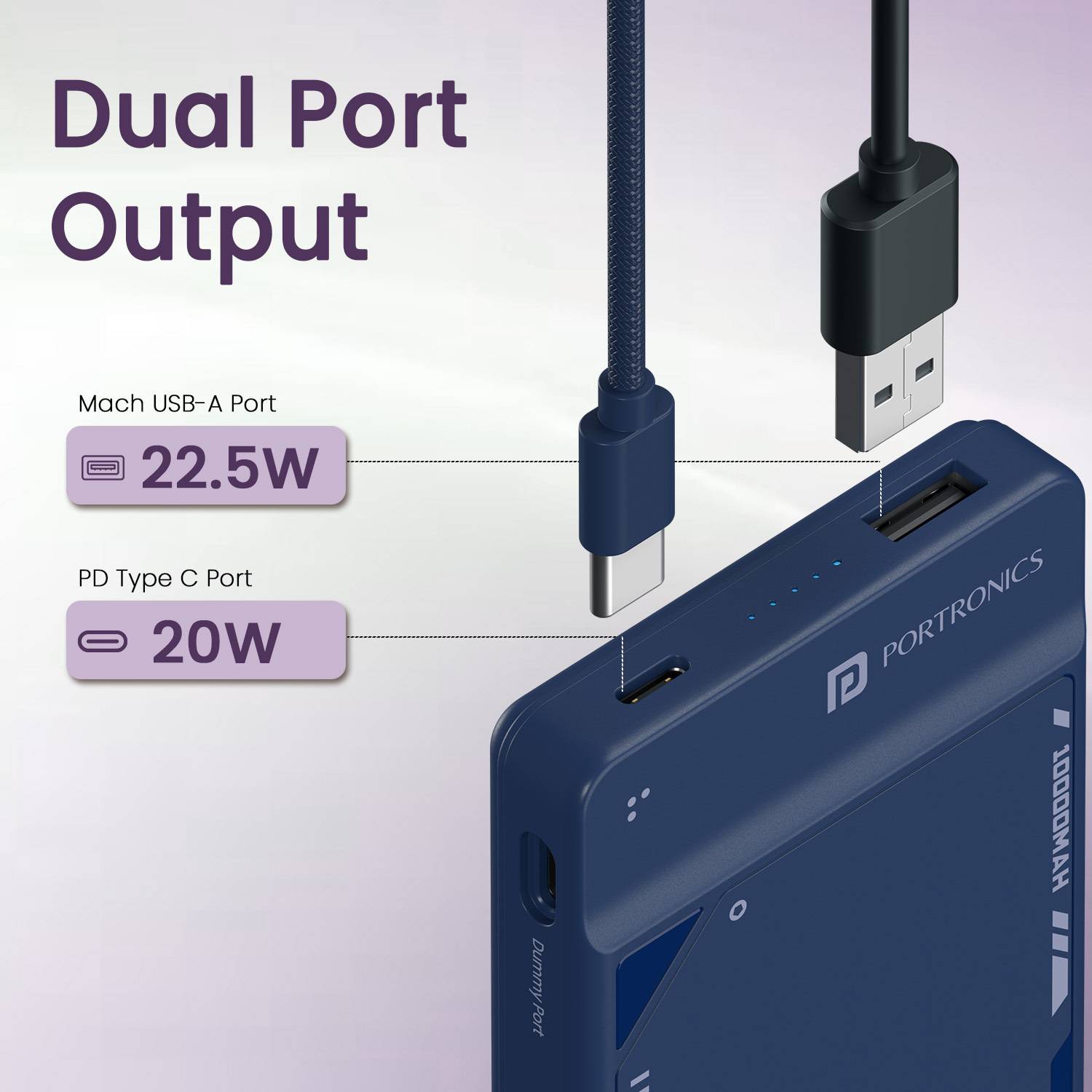 Portronics 10000 mAh 22.5W Compact Power Bank Blue - Image 4