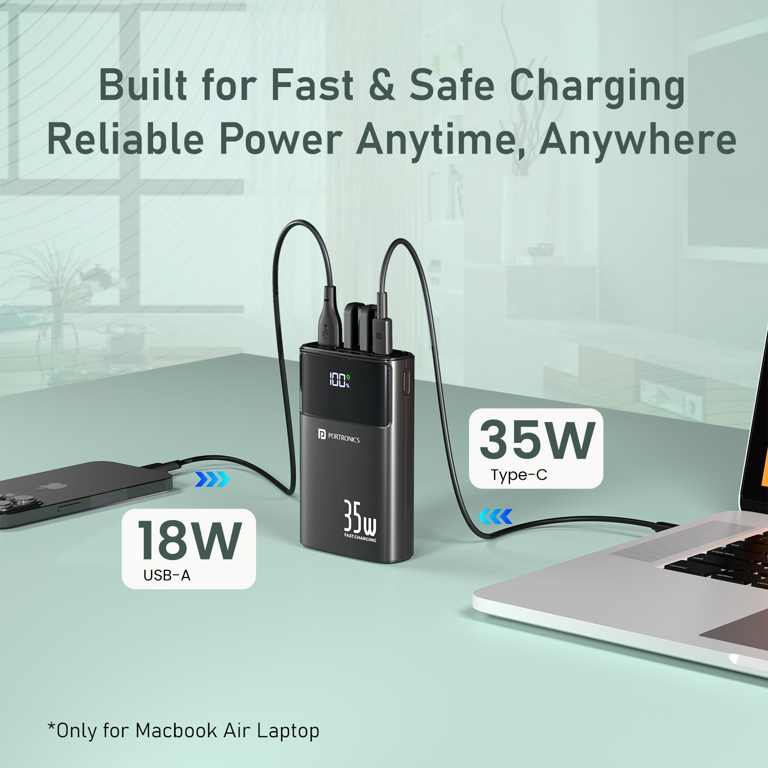 Image of Portronics 20000 mAh 35 W Compact Pocket Size Power Bank