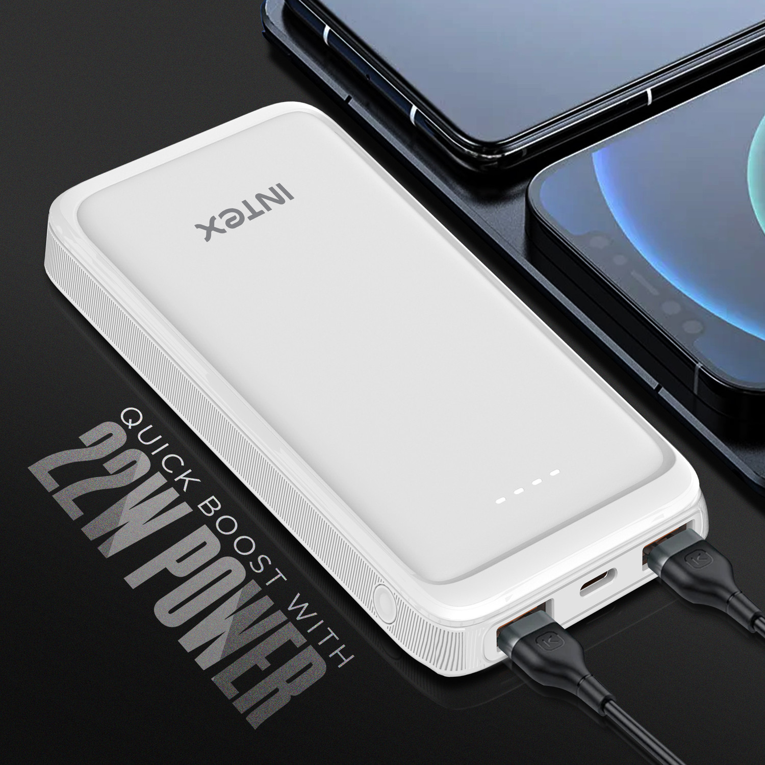 Image of Intex 10000 mAh 22 W Power Bank (Creamy White, Lithium Polymer, Fast Charging, Quick Charge 3.0 for Mobile)