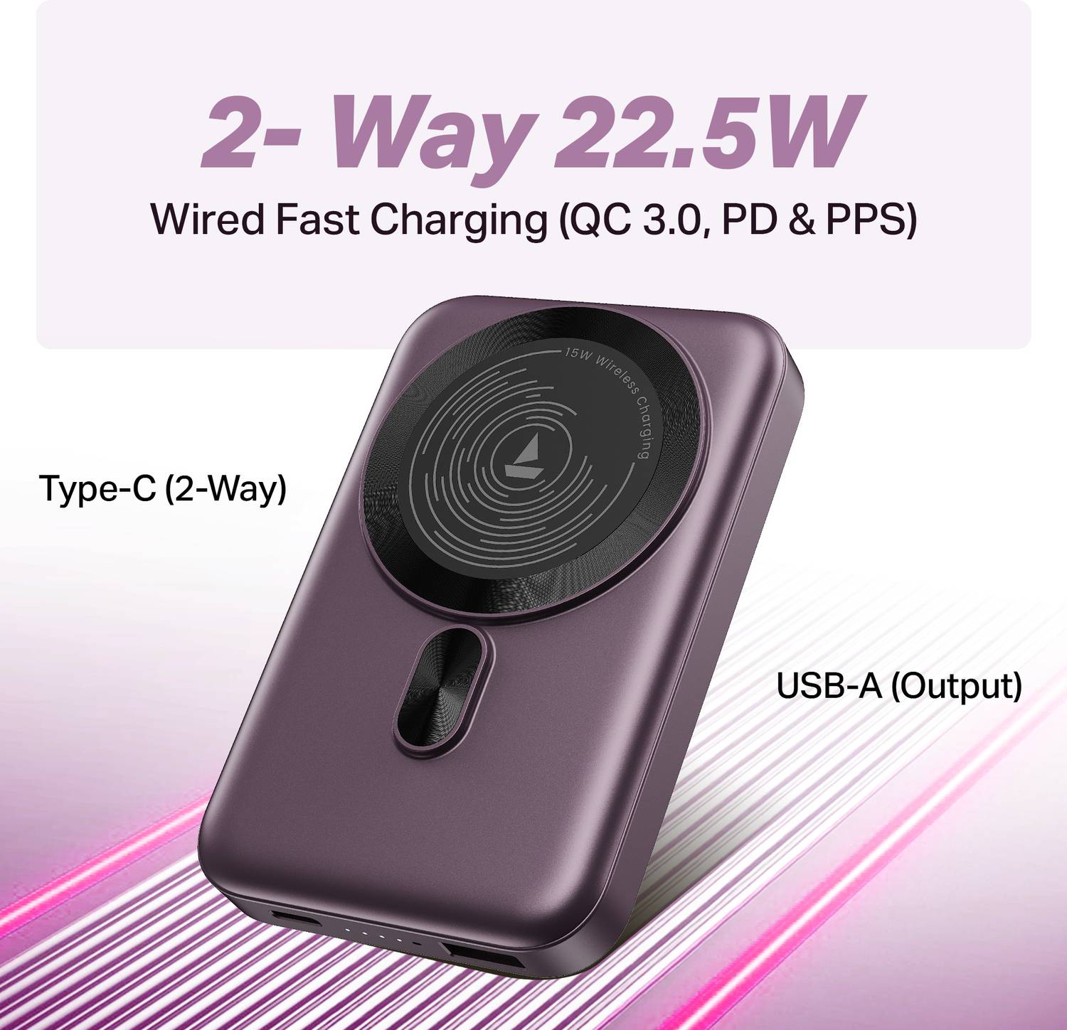 boAt 10000 mAh 22.5W Wireless MagSafe Power Bank - Image 3