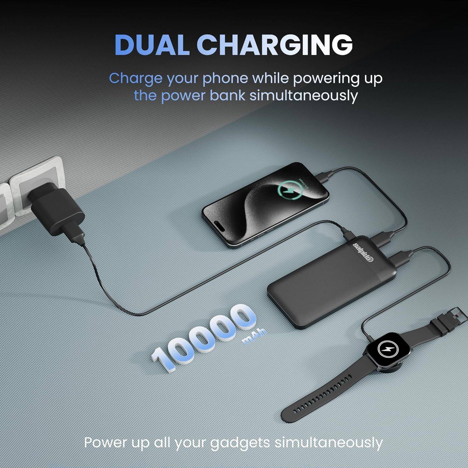 Salpido 10000mAh 12W Ultra Slim Power Bank Black - Image 4