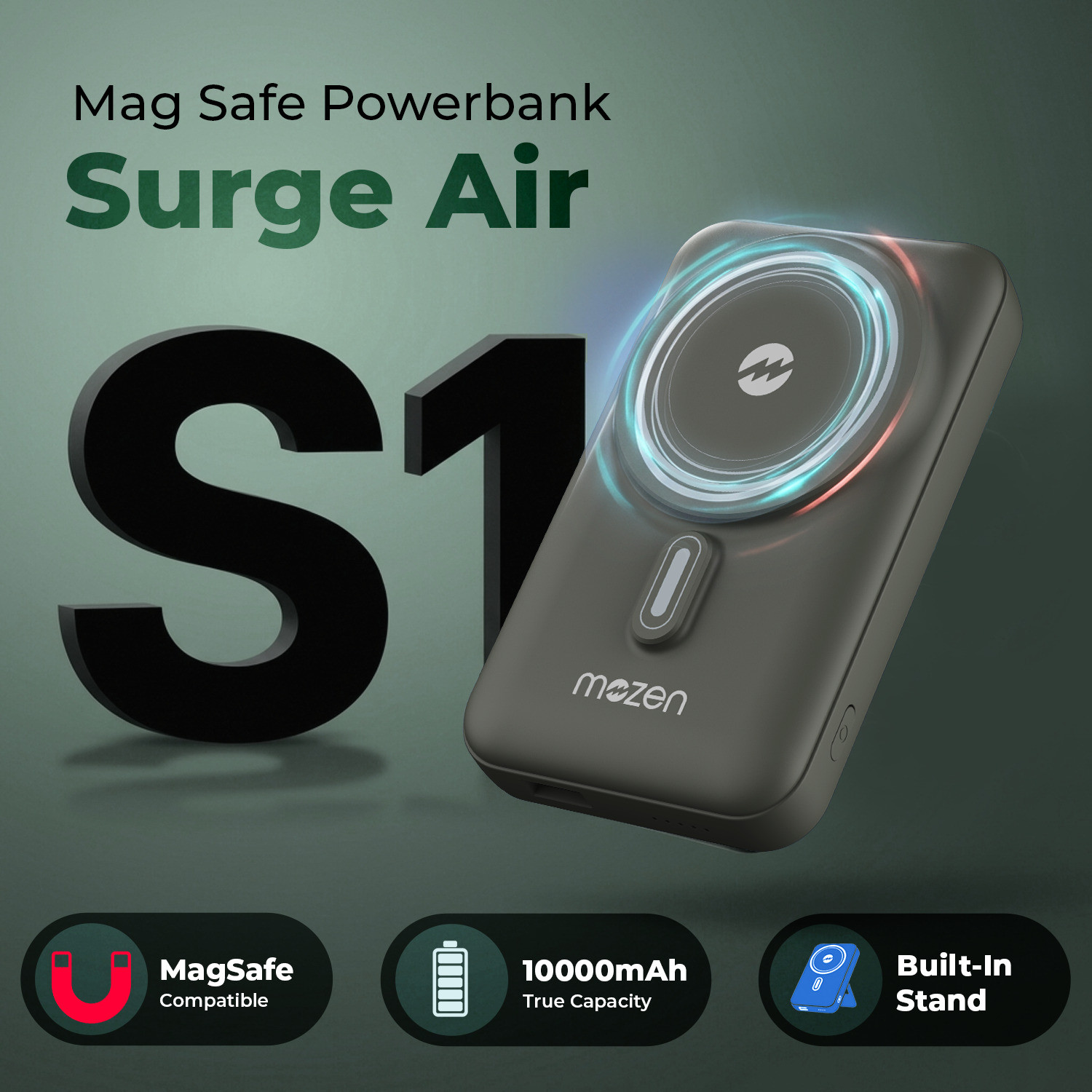 Image of AMKETTE 10000 mAh 22.5 W Wired & Wireless With MagSafe Compact Pocket Size Power Bank