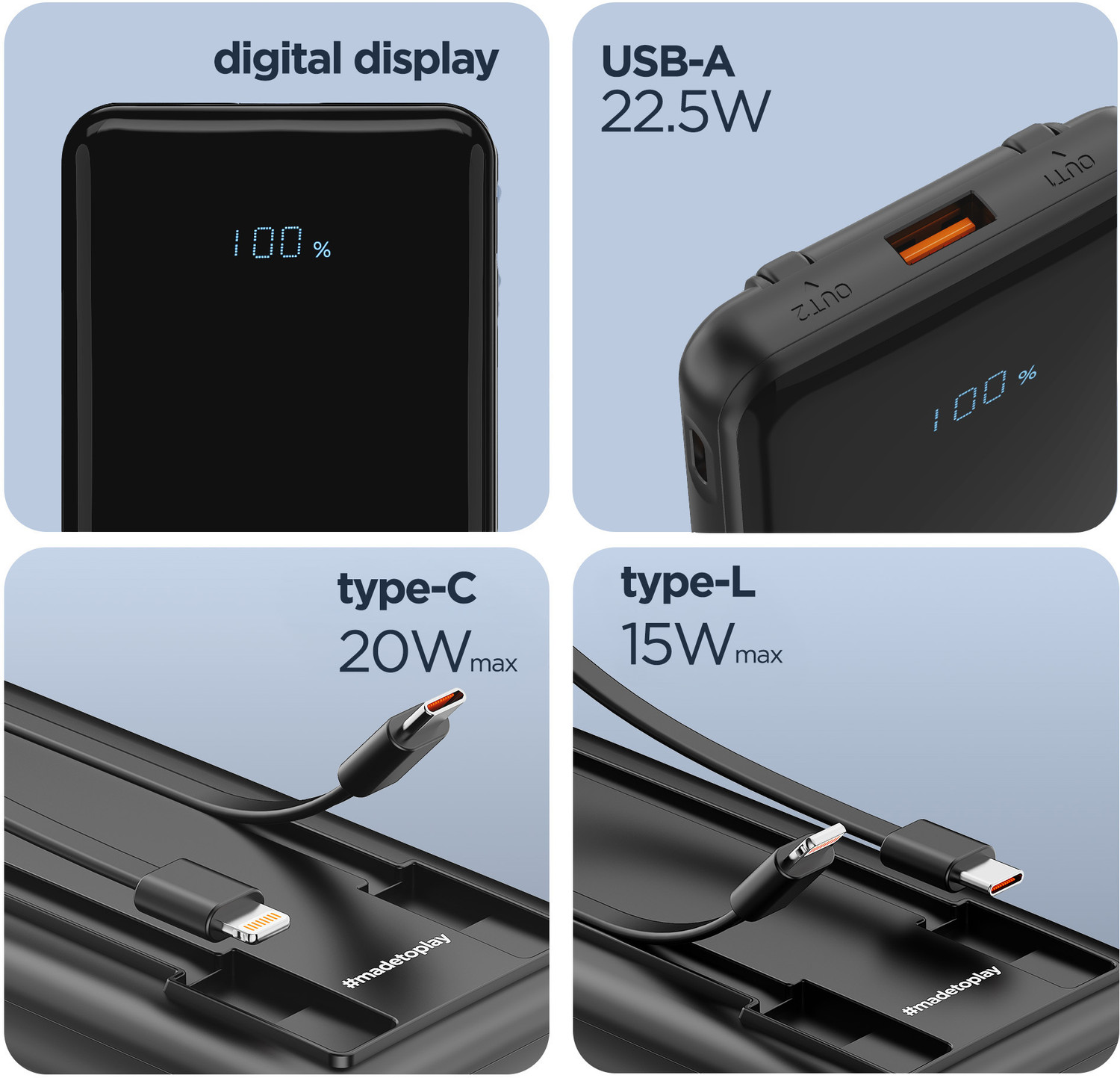 Image of Dubstep 10000 mAh 22.5 W Compact Pocket Size Power Bank