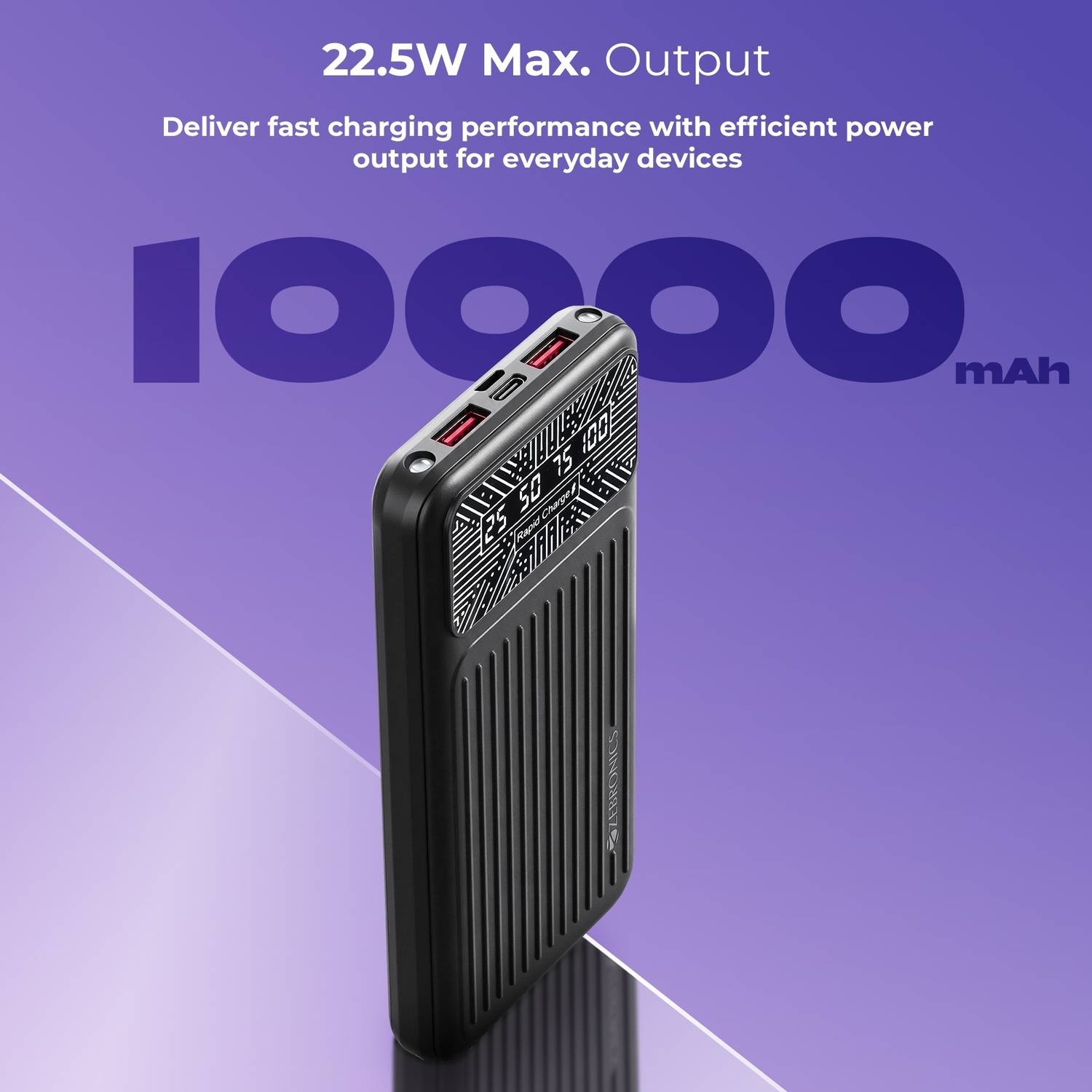 ZEBRONICS 10000 mAh Power Bank Black - Image 2