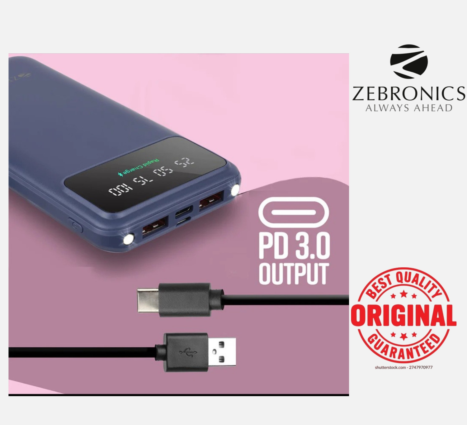 Image of ZEBRONICS 10000 mAh 22.5 W Power Bank