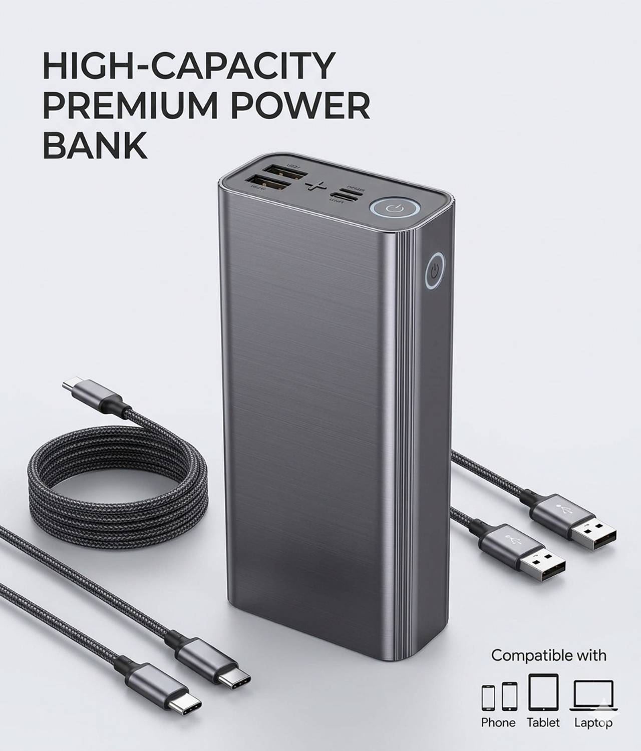 FAHIG 50000 mAh 22.5W Silver Power Bank - Image 4