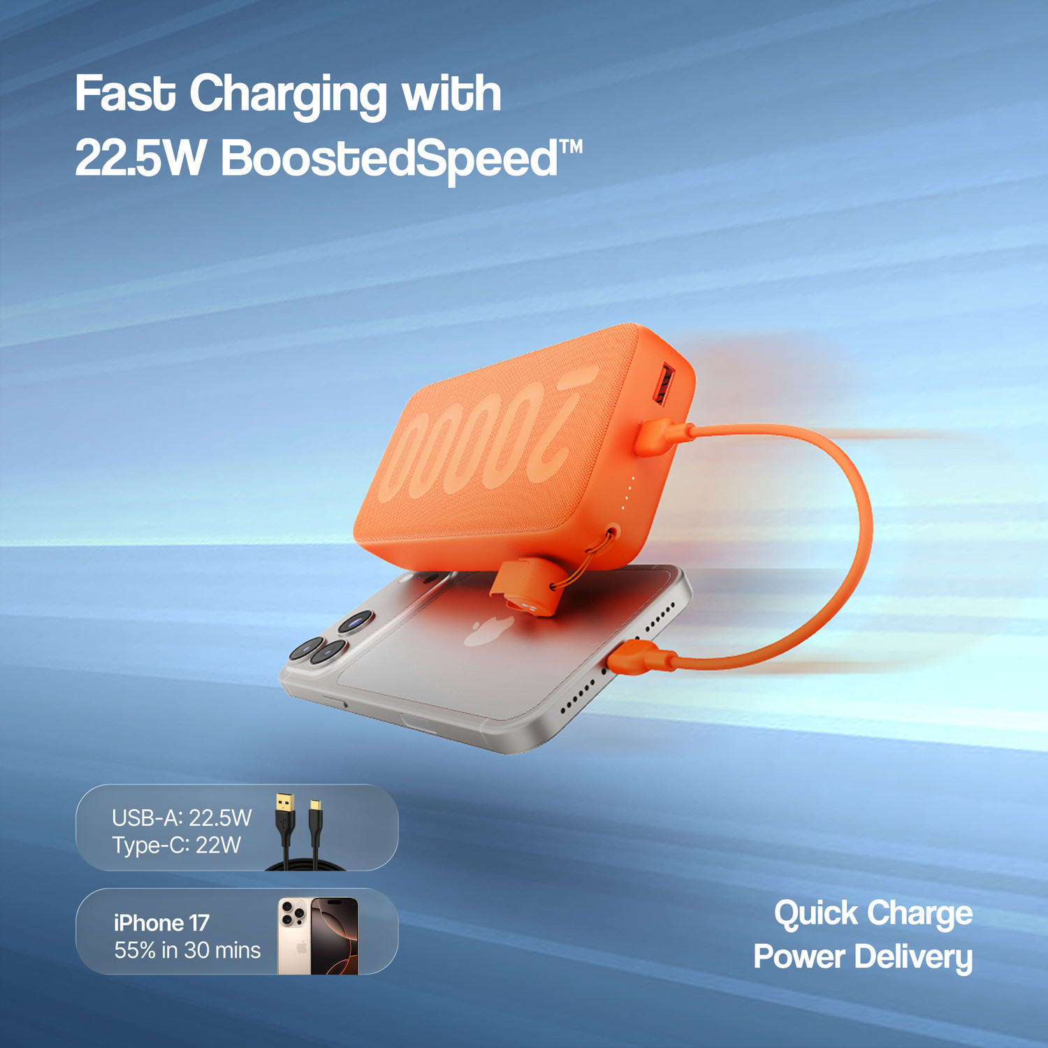 Image of Ambrane 20000 mAh 22.5 W Compact Pocket Size Power Bank