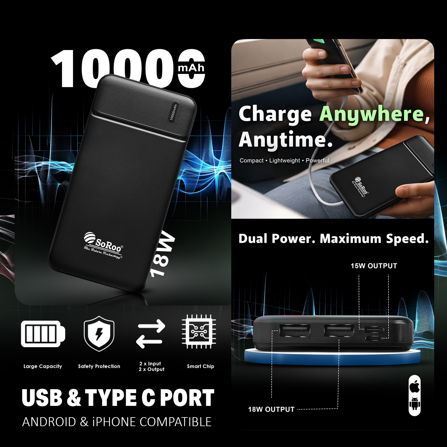 Image of Soroo Future 10000 mAh 18 W Compact Pocket Size Power Bank
