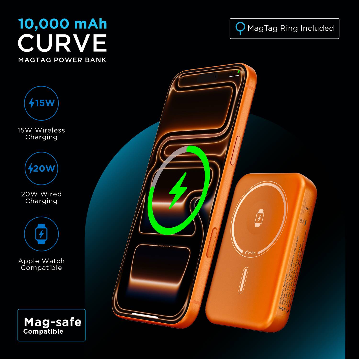 URBN 10000 mAh 20W Wired & Wireless Power Bank - Image 2