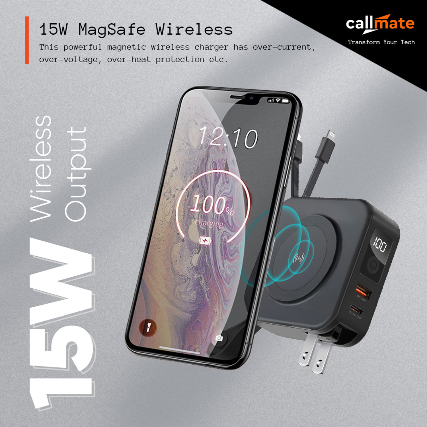 Image of Callmate 10000 mAh 23 W Wireless Compact Power Bank