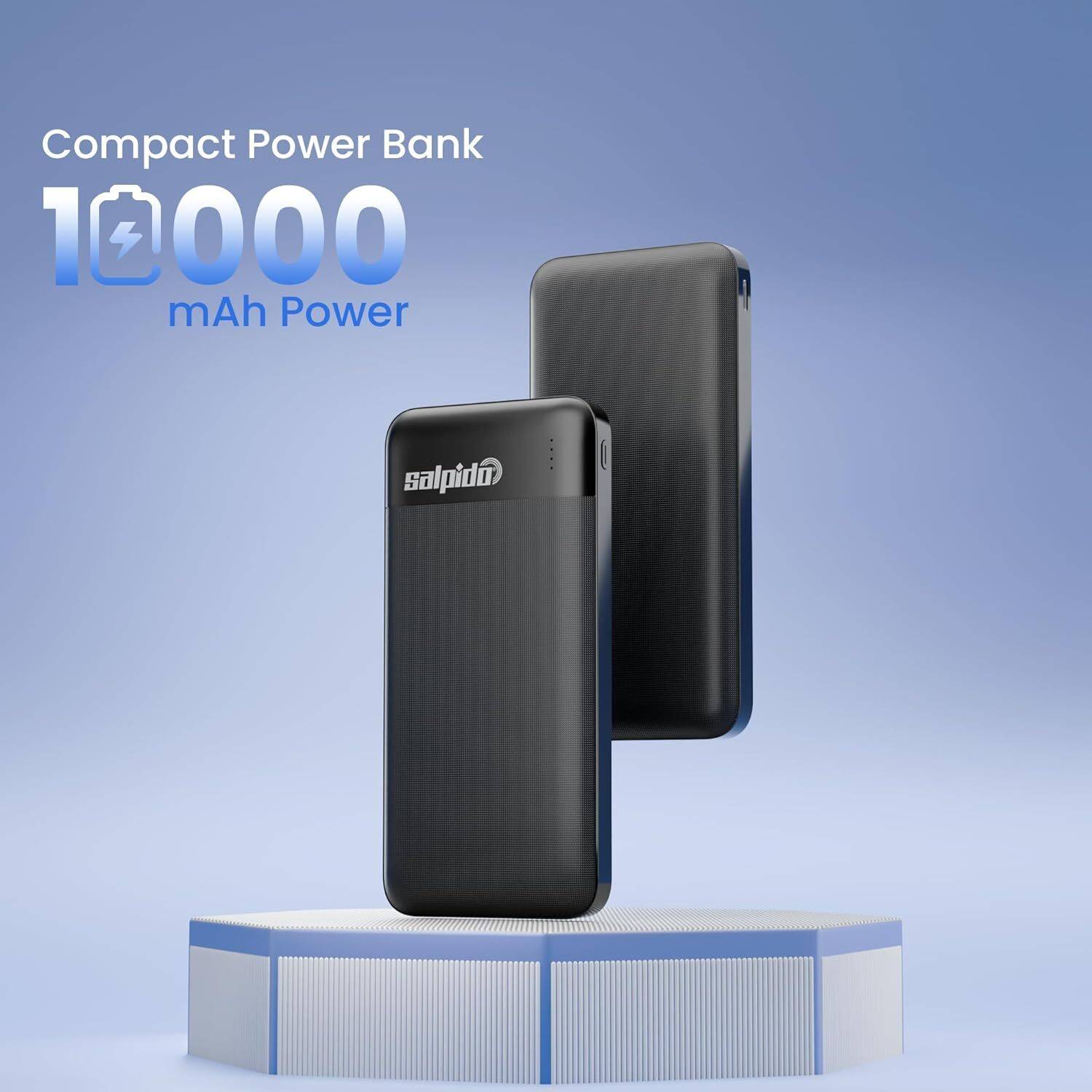 Salpido 10000mAh 12W Ultra Slim Power Bank Black - Image 3