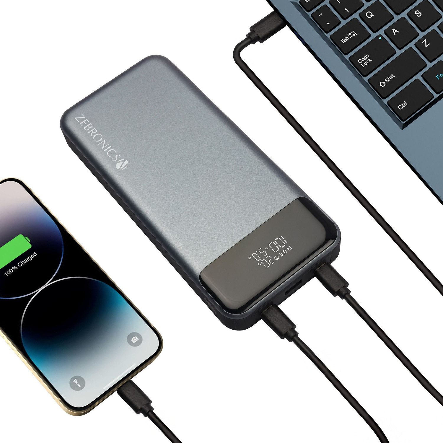 Image of ZEBRONICS 27000 mAh 100 W Slim Power Bank