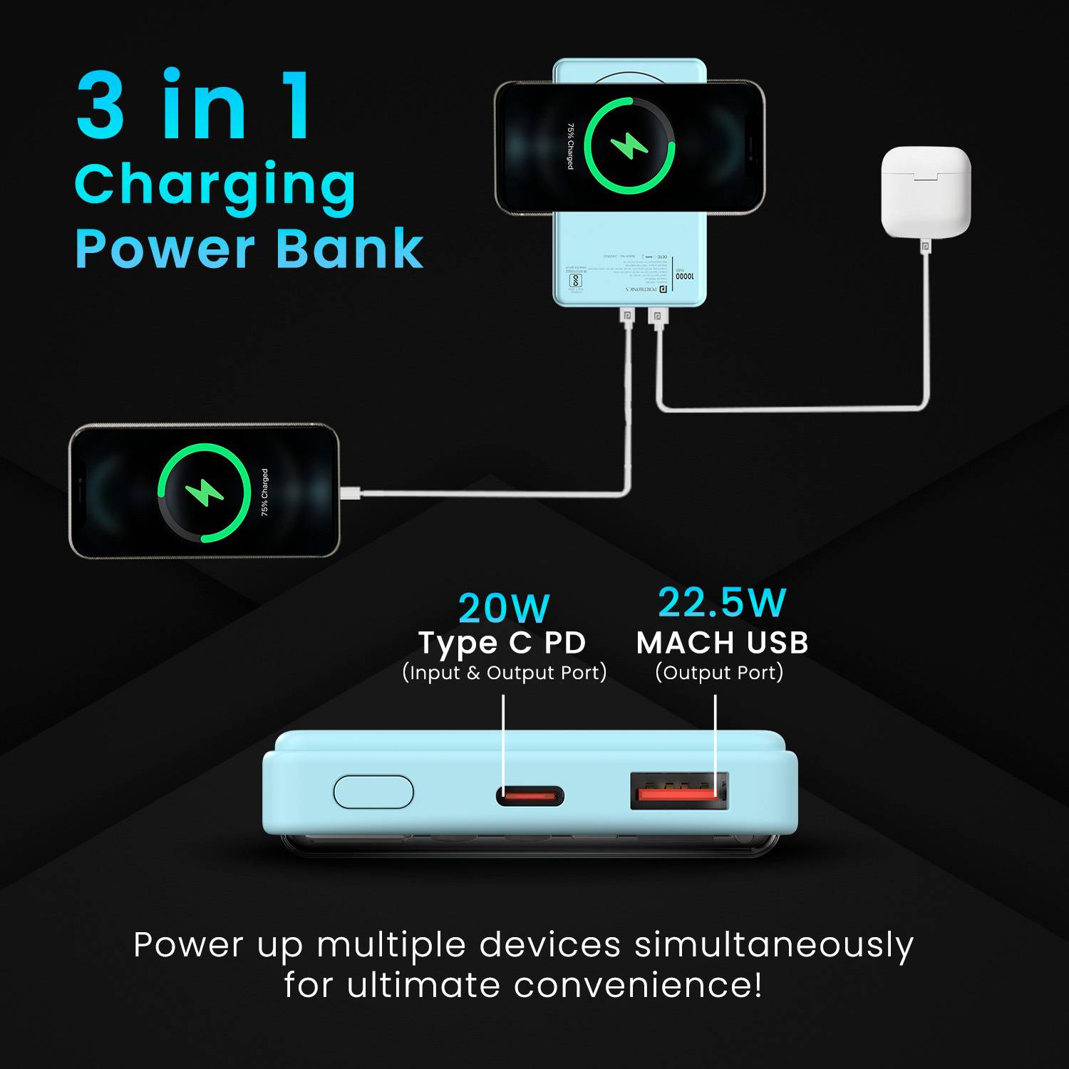 Portronics 10000 mAh 22.5W Wireless Power Bank - Image 4