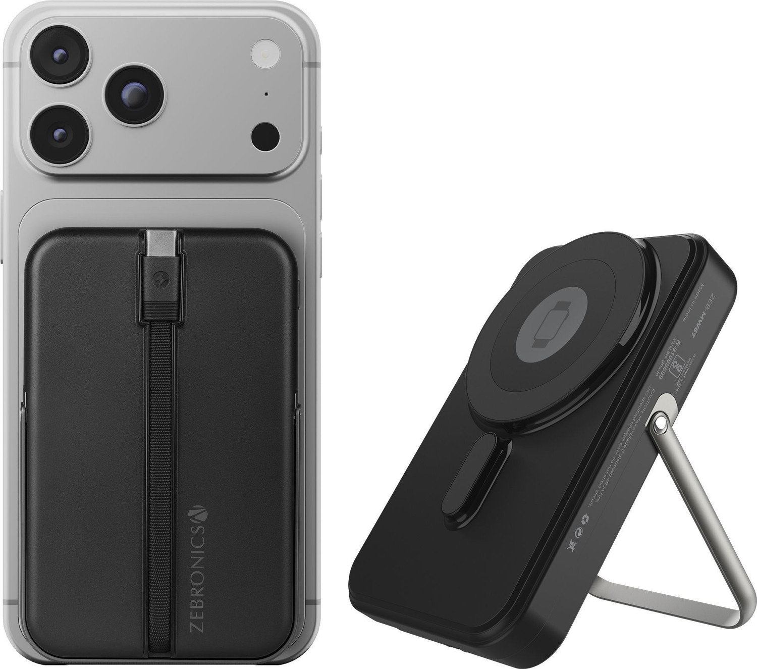 Image of ZEBRONICS 10000 mAh 22.5 W Wired & Wireless With MagSafe Power Bank