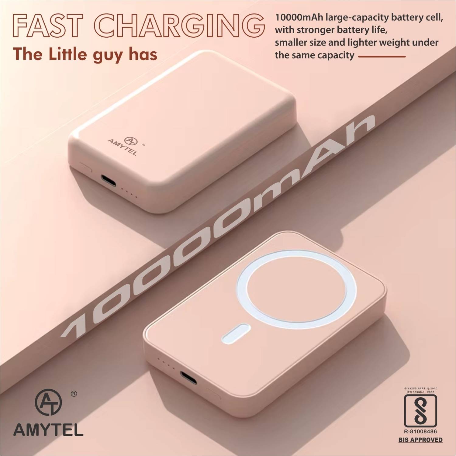 AMYTEL 10000 mAh Wireless Power Bank (25 W, Fast Charging, Power Delivery 2.0, Quick Charge 2.0) - Image 2
