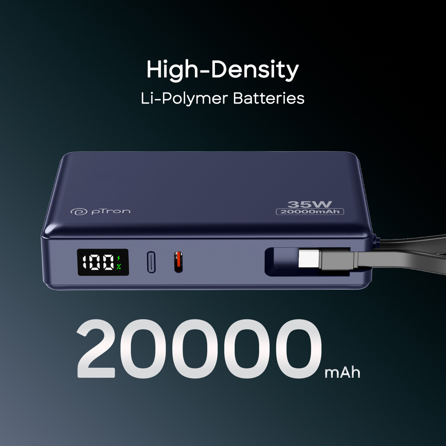Image of PTron 20000 mAh 35 W Compact Pocket Size Power Bank