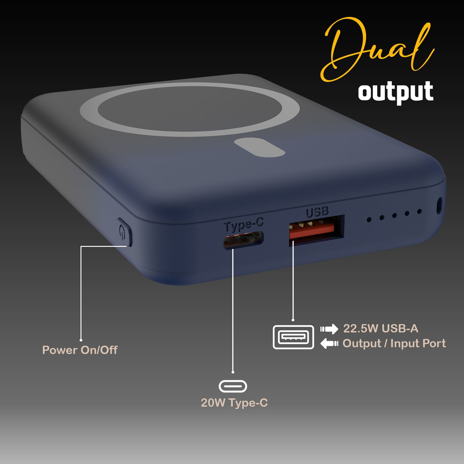Image of Kratos 10000 mAh 22.5 W Wired & Wireless With MagSafe Slim Pocket Size Power Bank