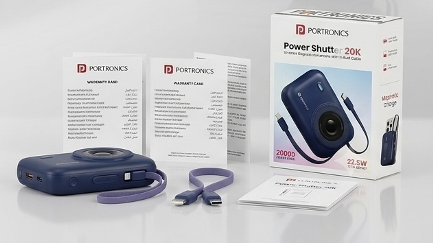 Image of Portronics 20000 mAh 22.5 W Wired & Wireless With MagSafe Ultra Compact Pocket Size Power Bank