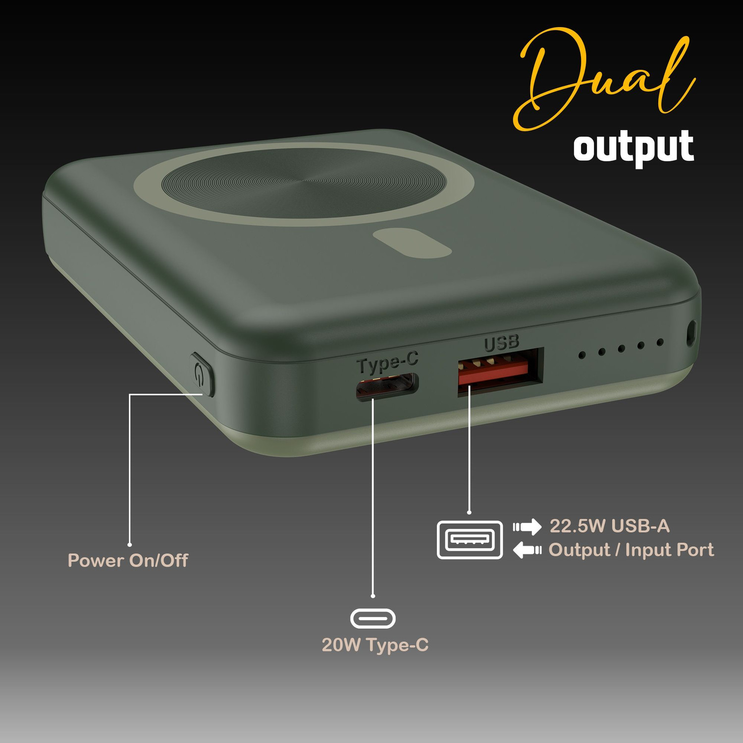 Image of Kratos 10000 mAh 22.5 W Wired & Wireless With MagSafe Slim Pocket Size Power Bank