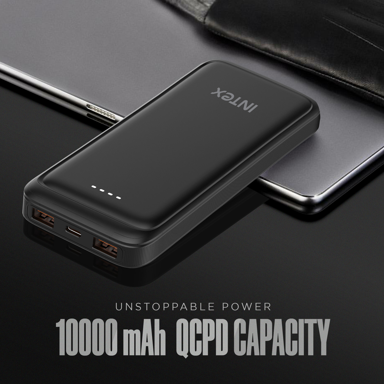 Image of Intex 10000 mAh 22 W Slim Pocket Size Power Bank (Smokey Black, Lithium Polymer, Fast Charging, Power Delivery 3.0, Quick Charge 3.0 for Mobile)