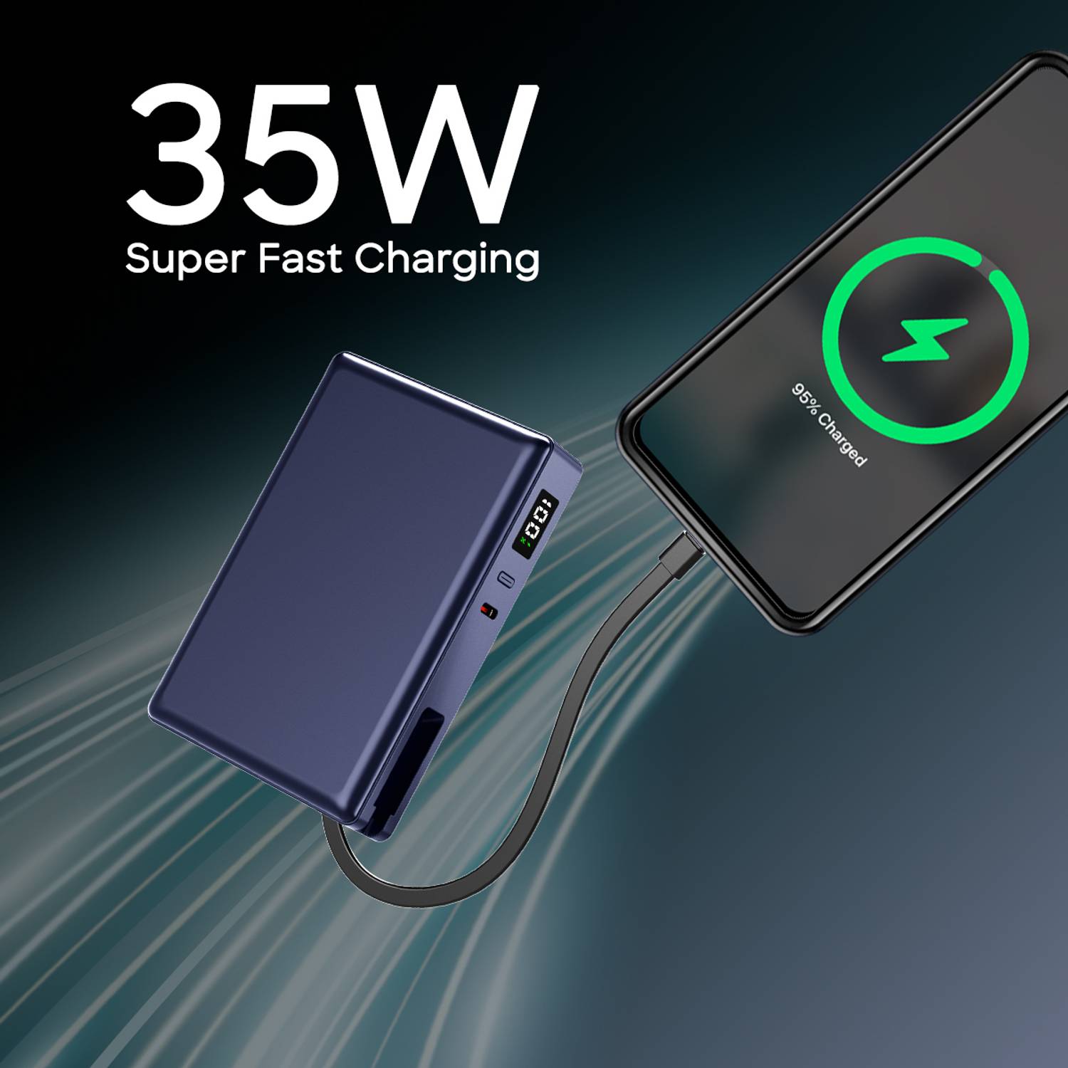 PTron 20000 mAh 35W Blue Power Bank - Image 2