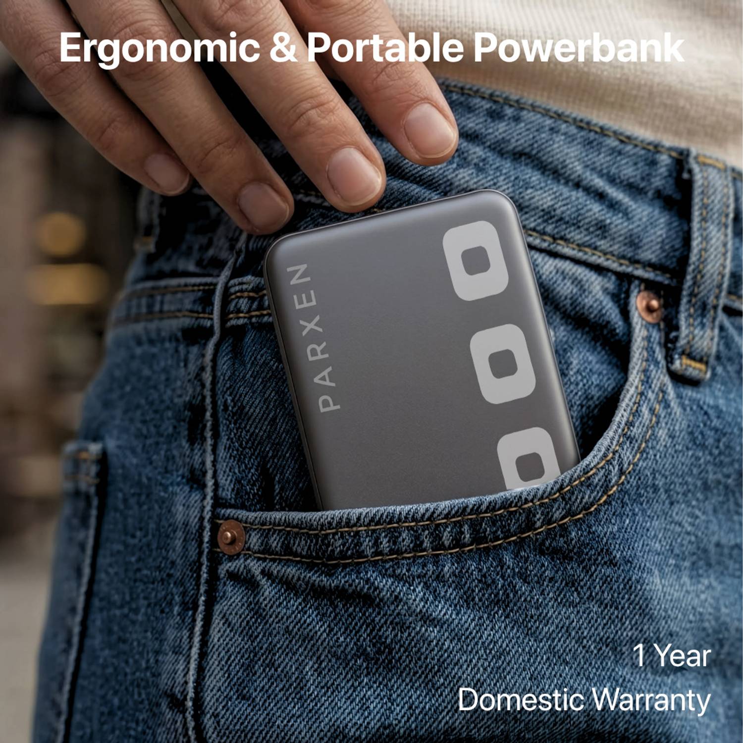 PARXEN 10000 mAh 22.5 W Slim Power Bank Black - Image 3
