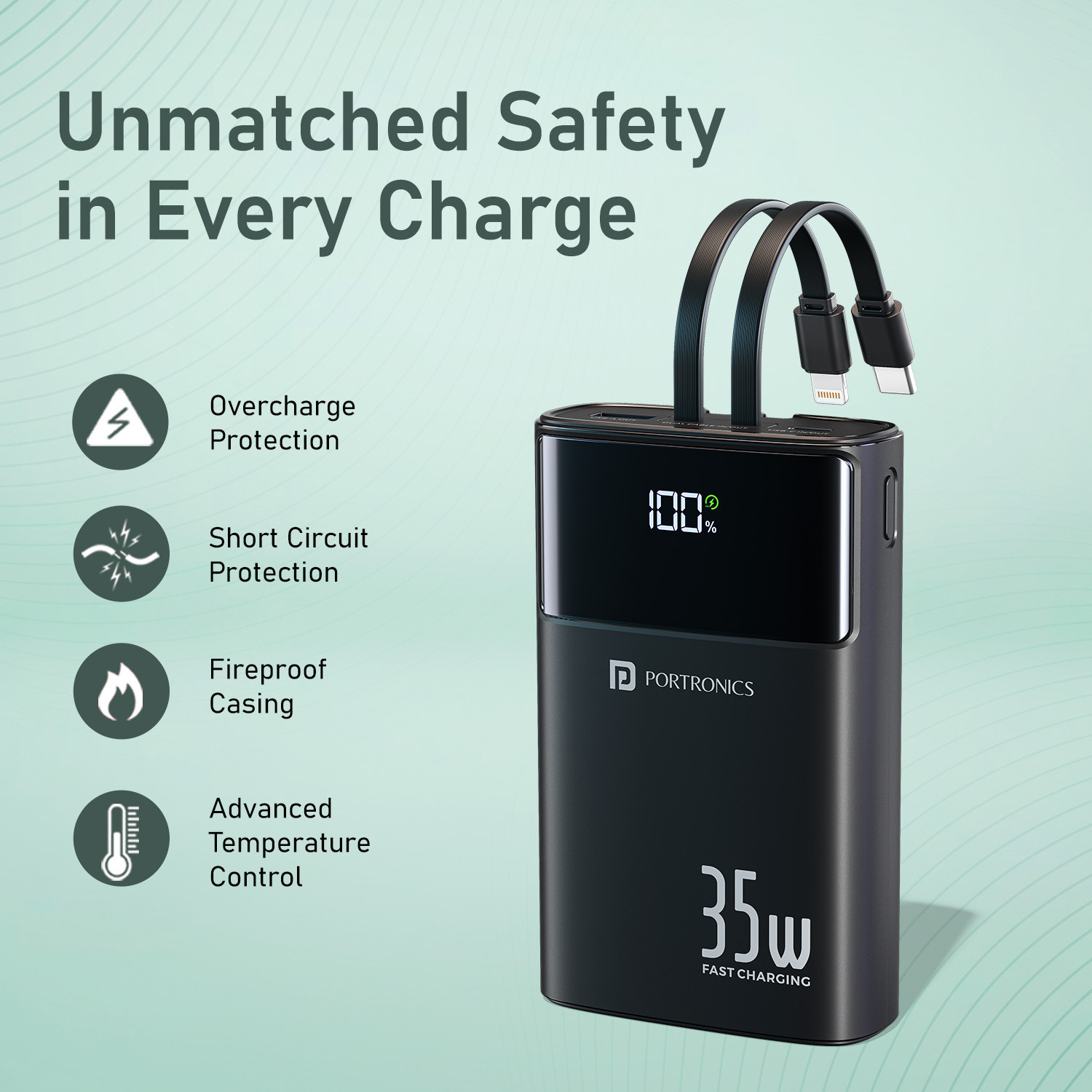 Image of Portronics 20000 mAh 35 W Compact Pocket Size Power Bank