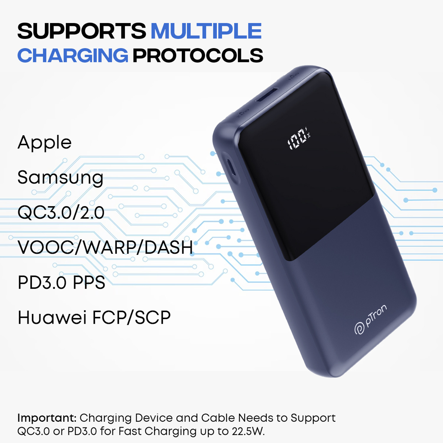 Image of PTron 20000 mAh 22.5 W Compact Pocket Size Power Bank