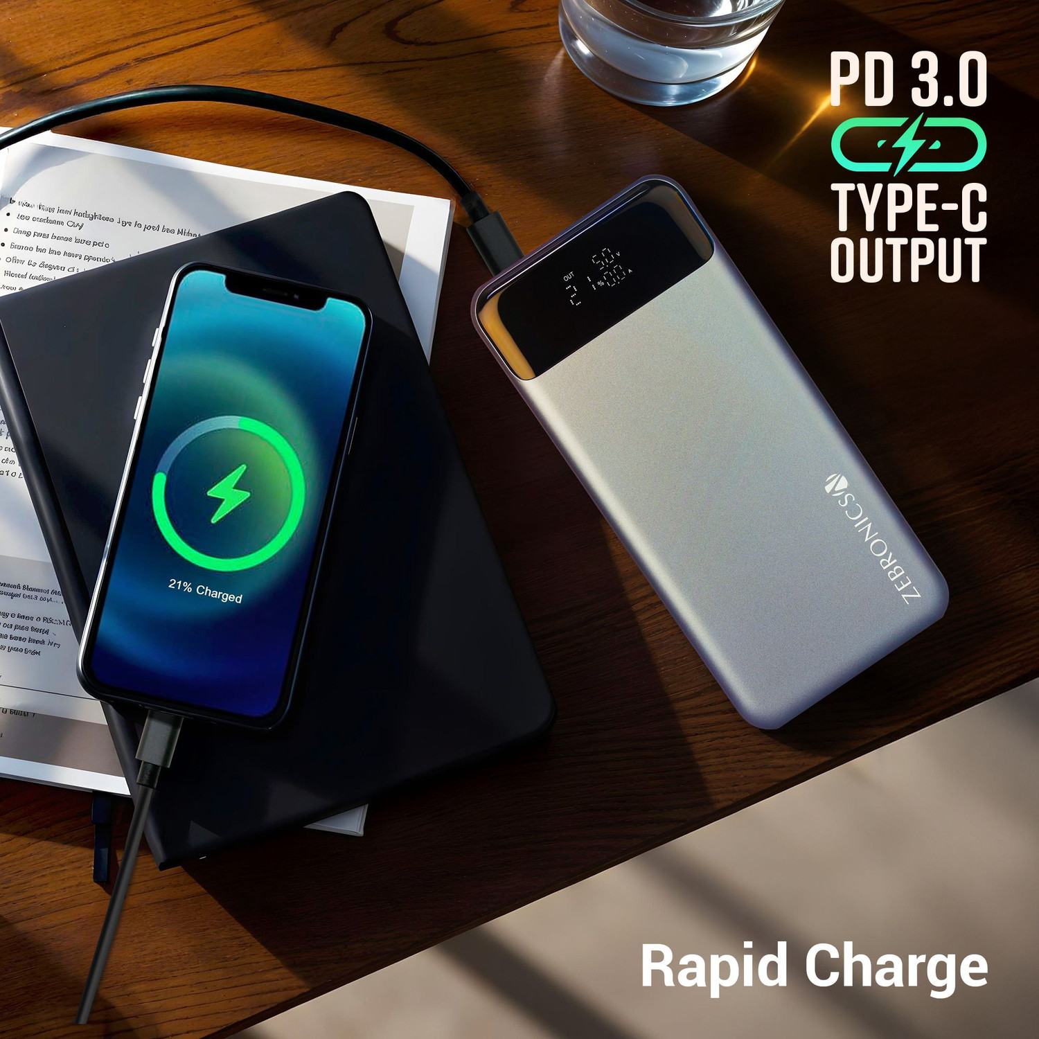 Image of ZEBRONICS 27000 mAh 100 W Slim Power Bank
