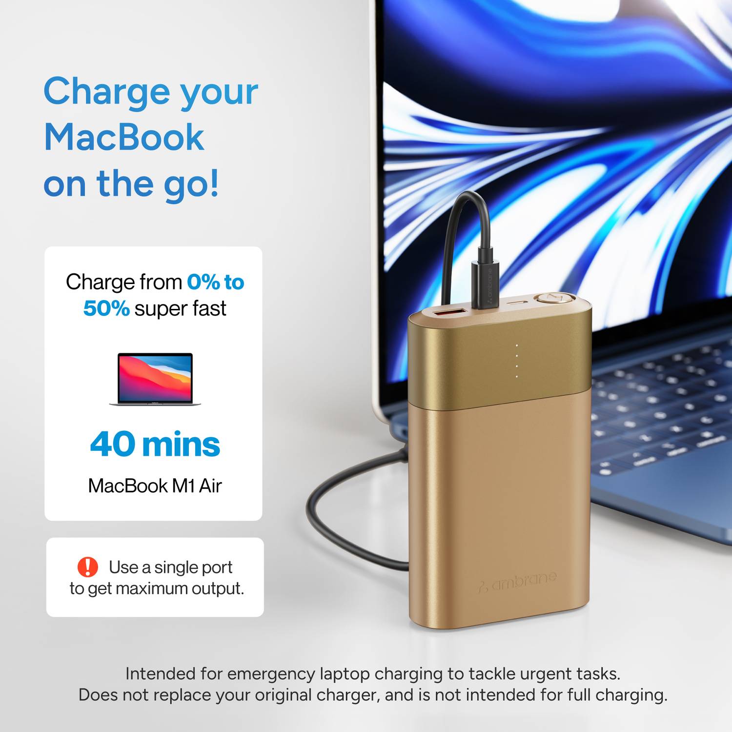 Ambrane 20000 mAh 33W Gold Power Bank - Image 4