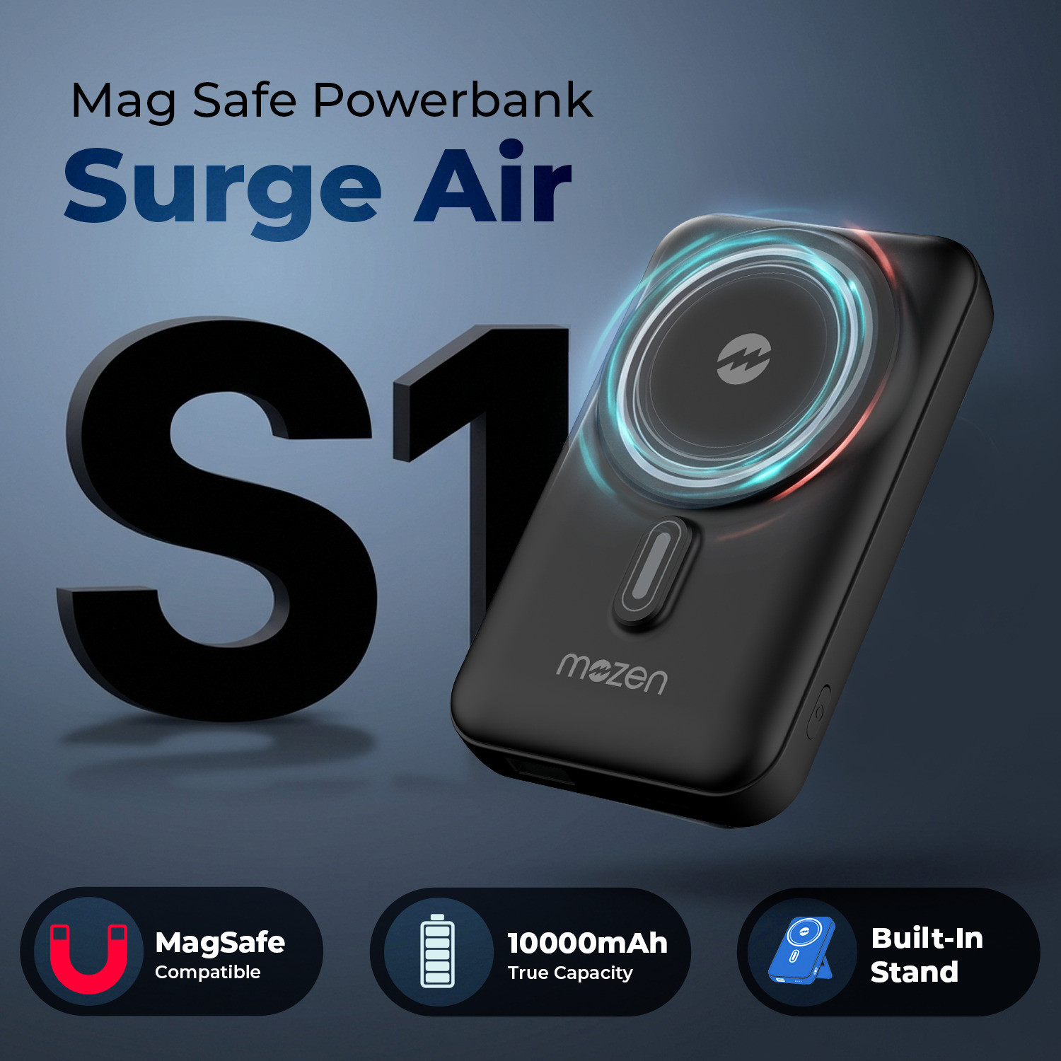Image of AMKETTE 10000 mAh 22.5 W Wired & Wireless With MagSafe Compact Pocket Size Power Bank