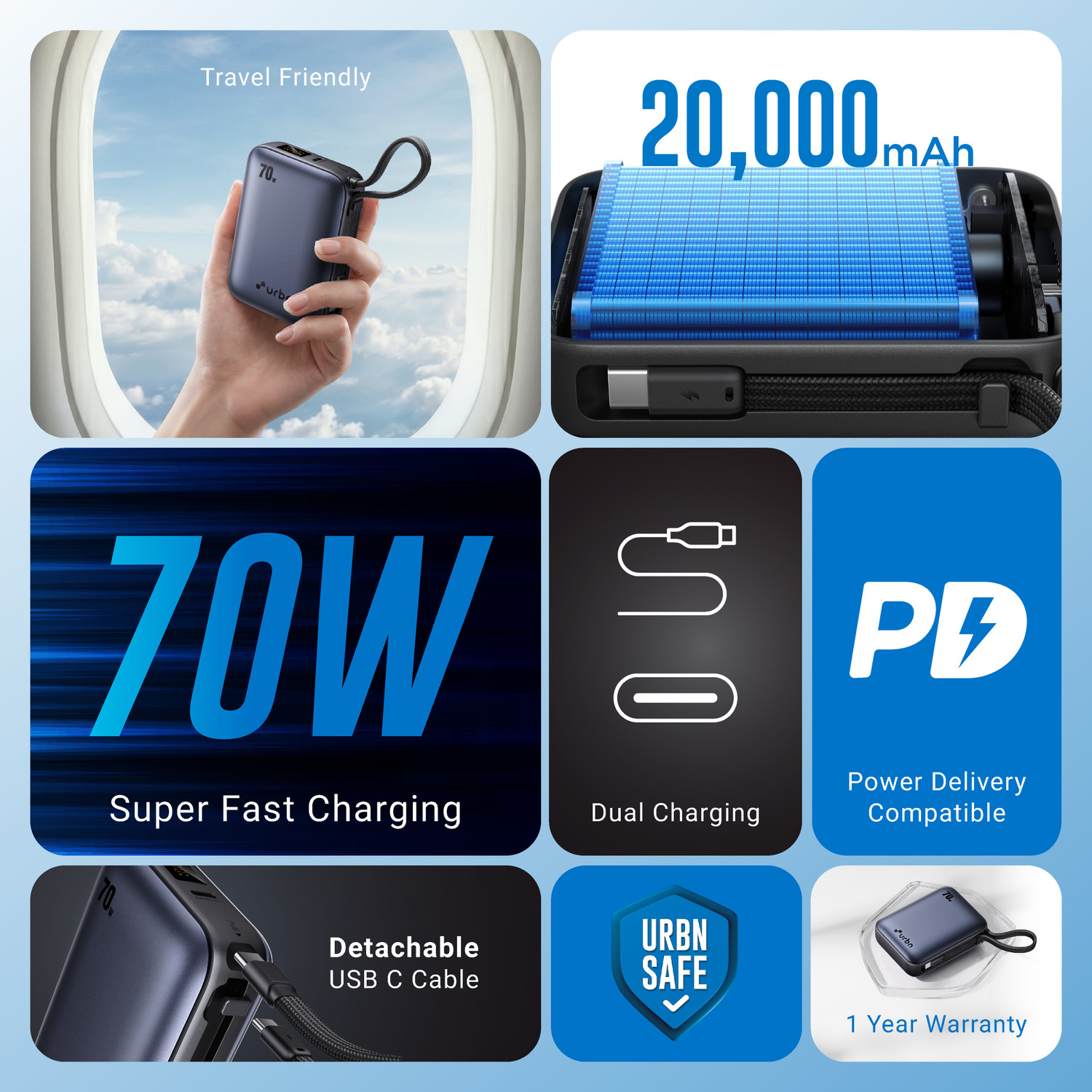 Image of URBN 20000 mAh 70 W Pocket Size Power Bank