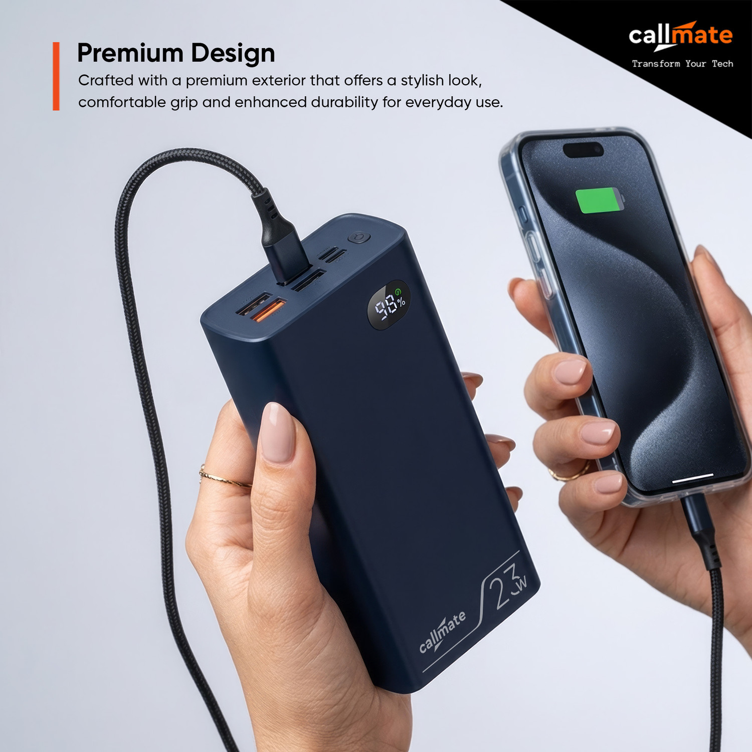 Image of Callmate 30000 mAh 23 W Power Bank (Blue, Lithium Polymer, Fast Charging for Mobile, Earbuds, Speaker, Tablet, Trimmer)